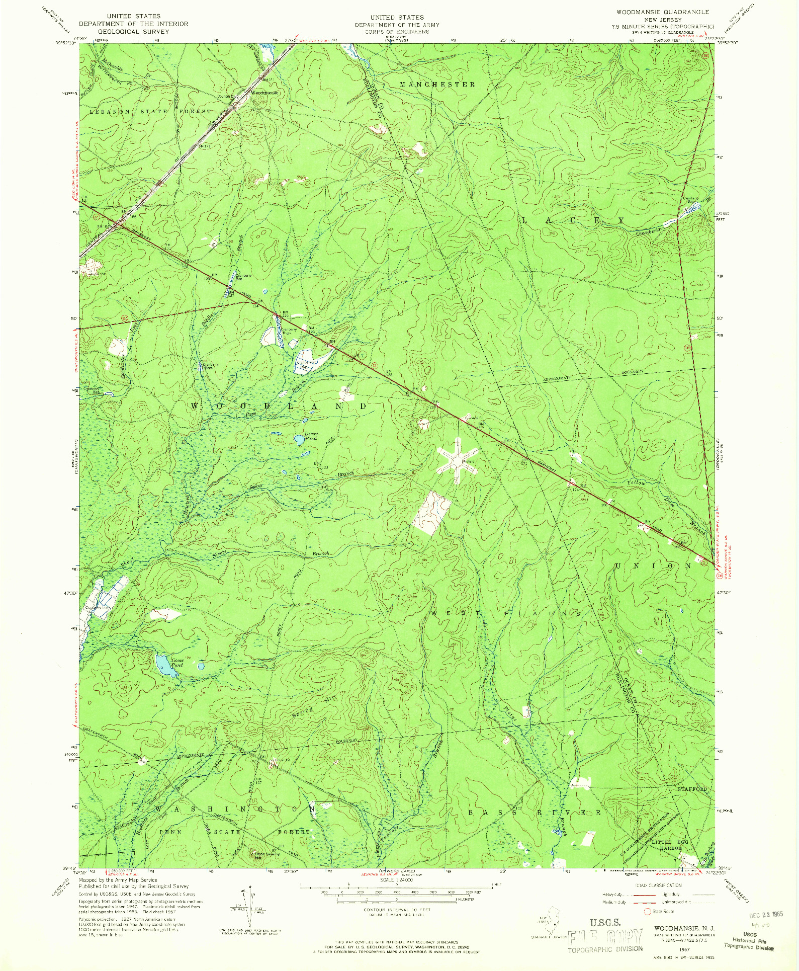 USGS 1:24000-SCALE QUADRANGLE FOR WOODMANSIE, NJ 1957