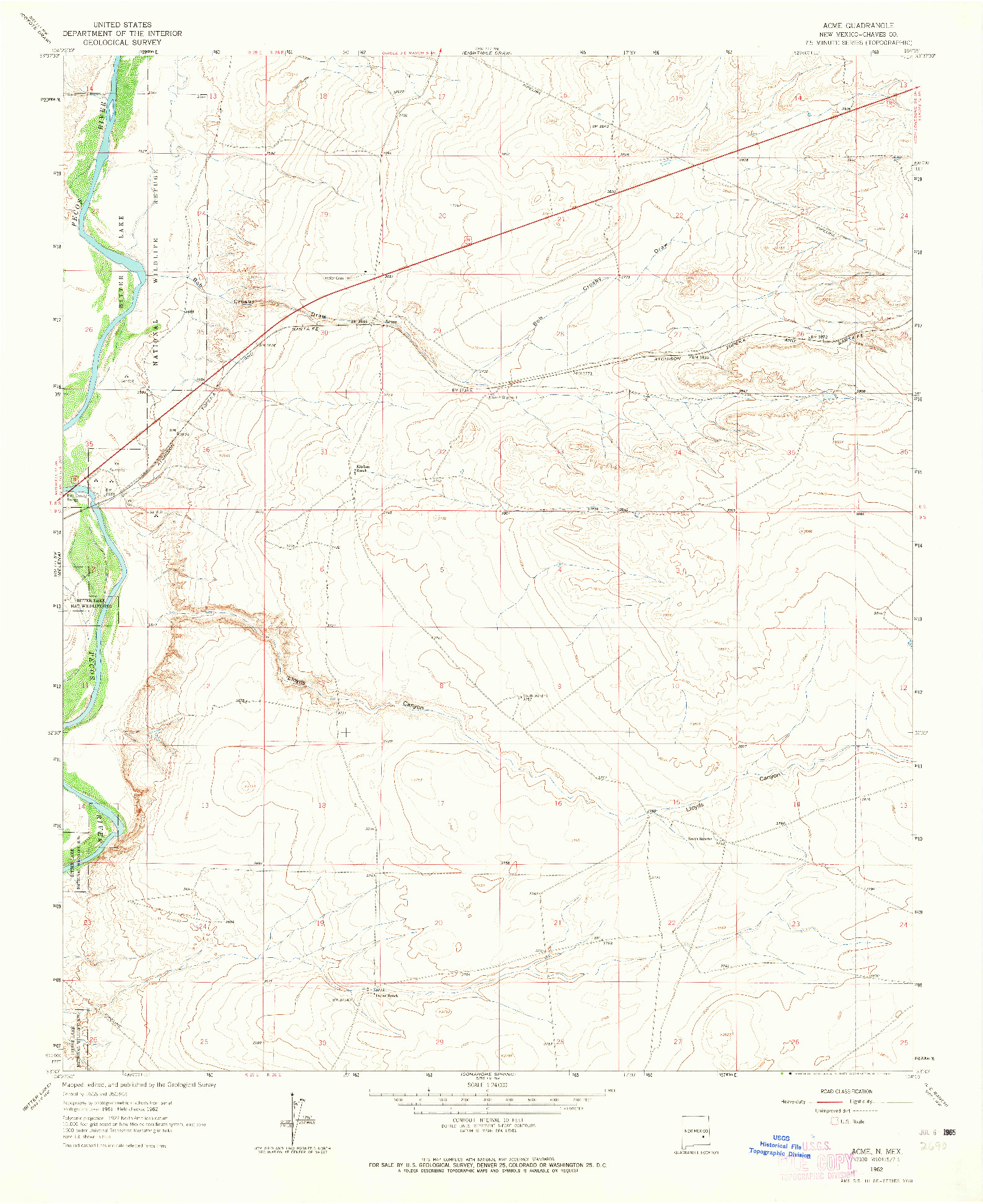 USGS 1:24000-SCALE QUADRANGLE FOR ACME, NM 1962