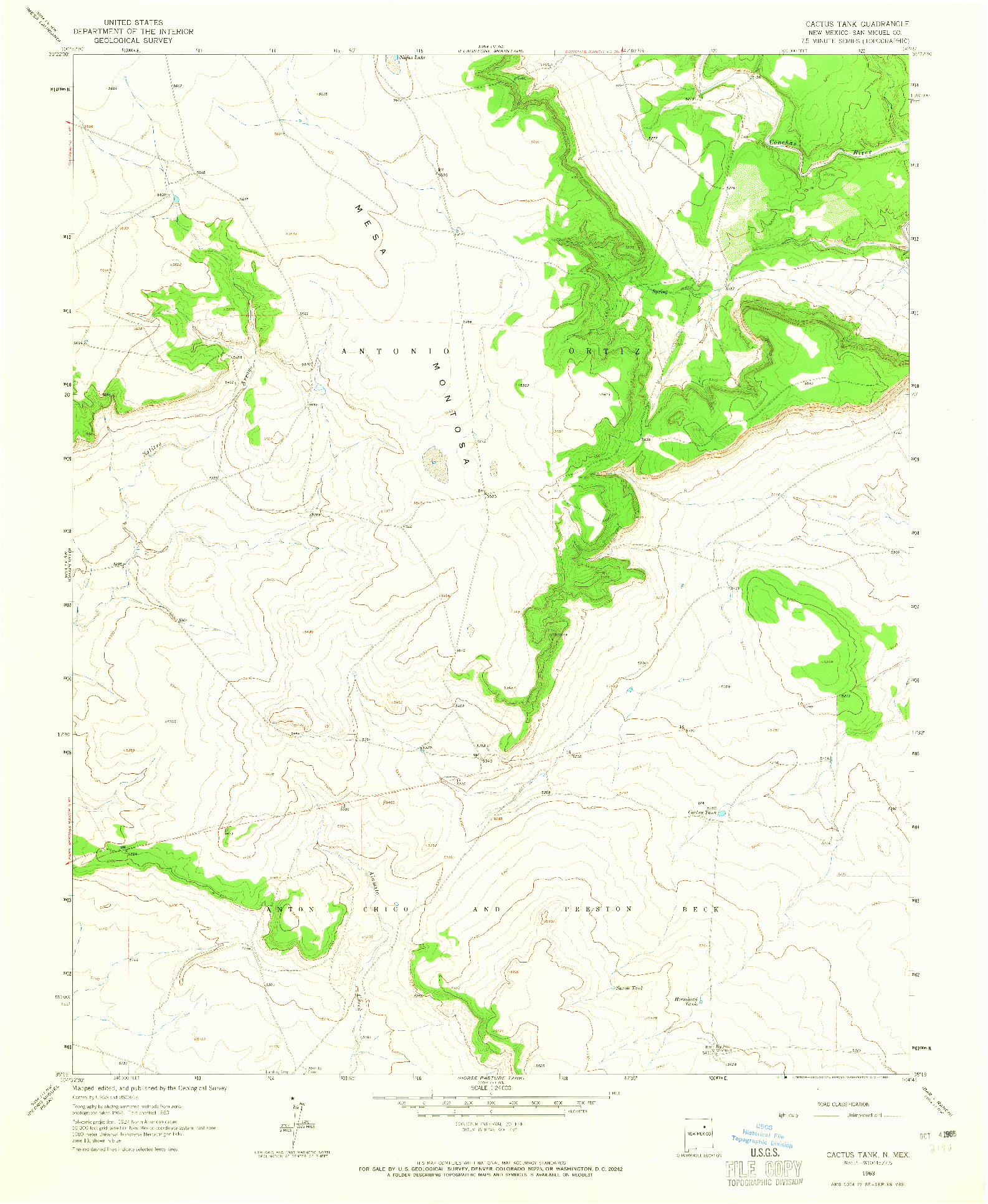 USGS 1:24000-SCALE QUADRANGLE FOR CACTUS TANK, NM 1963