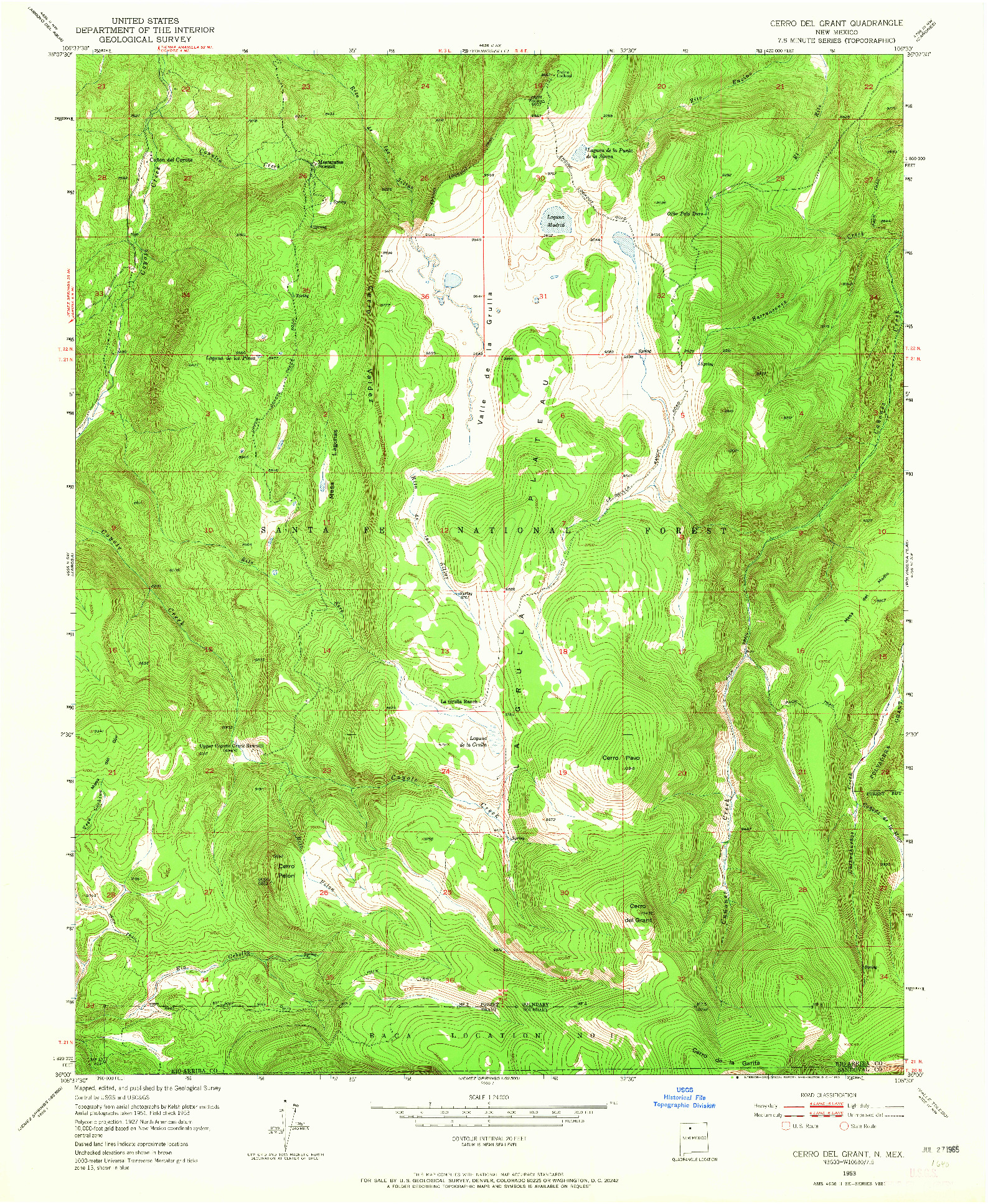 USGS 1:24000-SCALE QUADRANGLE FOR CERRO DEL GRANT, NM 1953