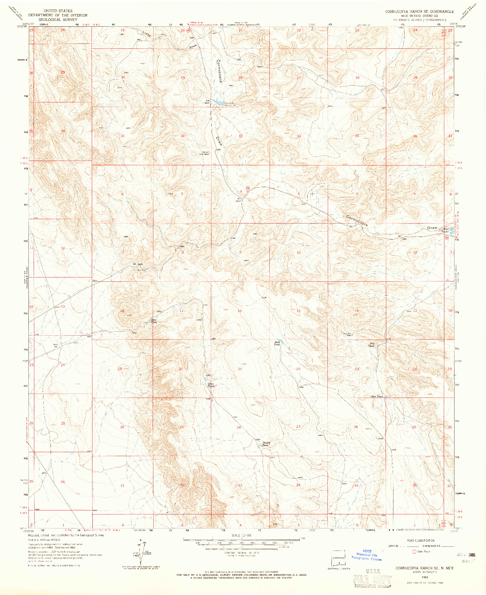 USGS 1:24000-SCALE QUADRANGLE FOR CORNUCOPIA RANCH SE, NM 1963