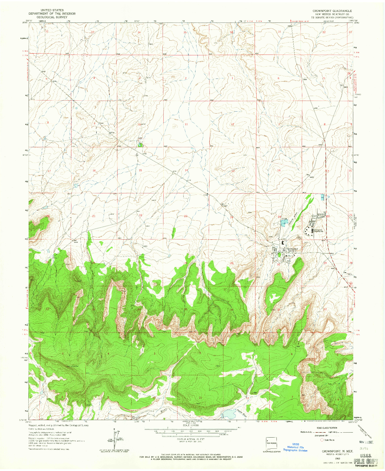 USGS 1:24000-SCALE QUADRANGLE FOR CROWNPOINT, NM 1963