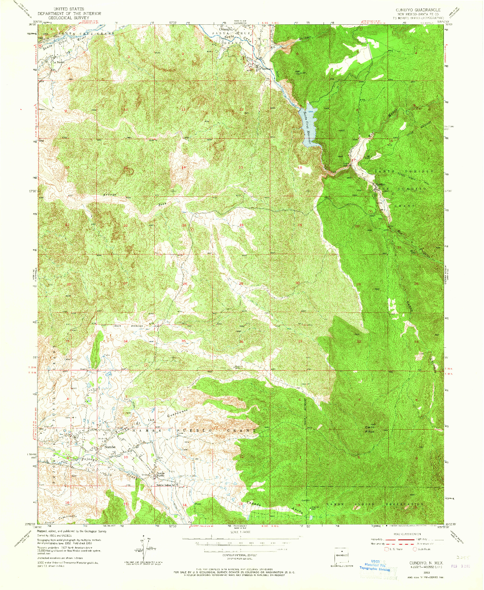 USGS 1:24000-SCALE QUADRANGLE FOR CUNDIYO, NM 1953