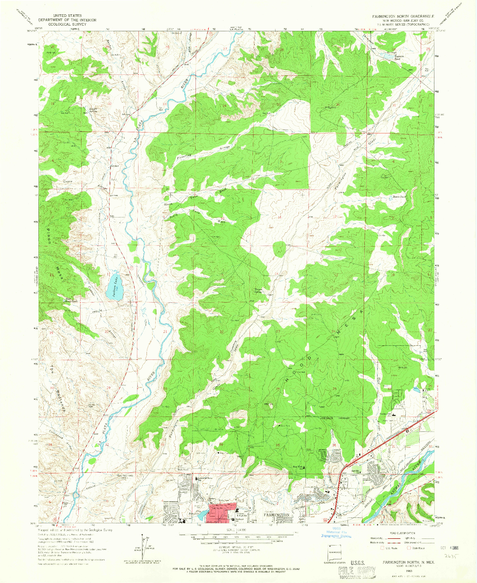 USGS 1:24000-SCALE QUADRANGLE FOR FARMINGTON NORTH, NM 1963