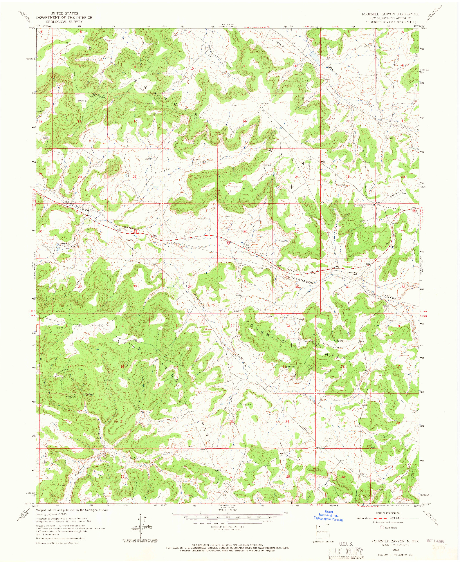 USGS 1:24000-SCALE QUADRANGLE FOR FOURMILE CANYON, NM 1963