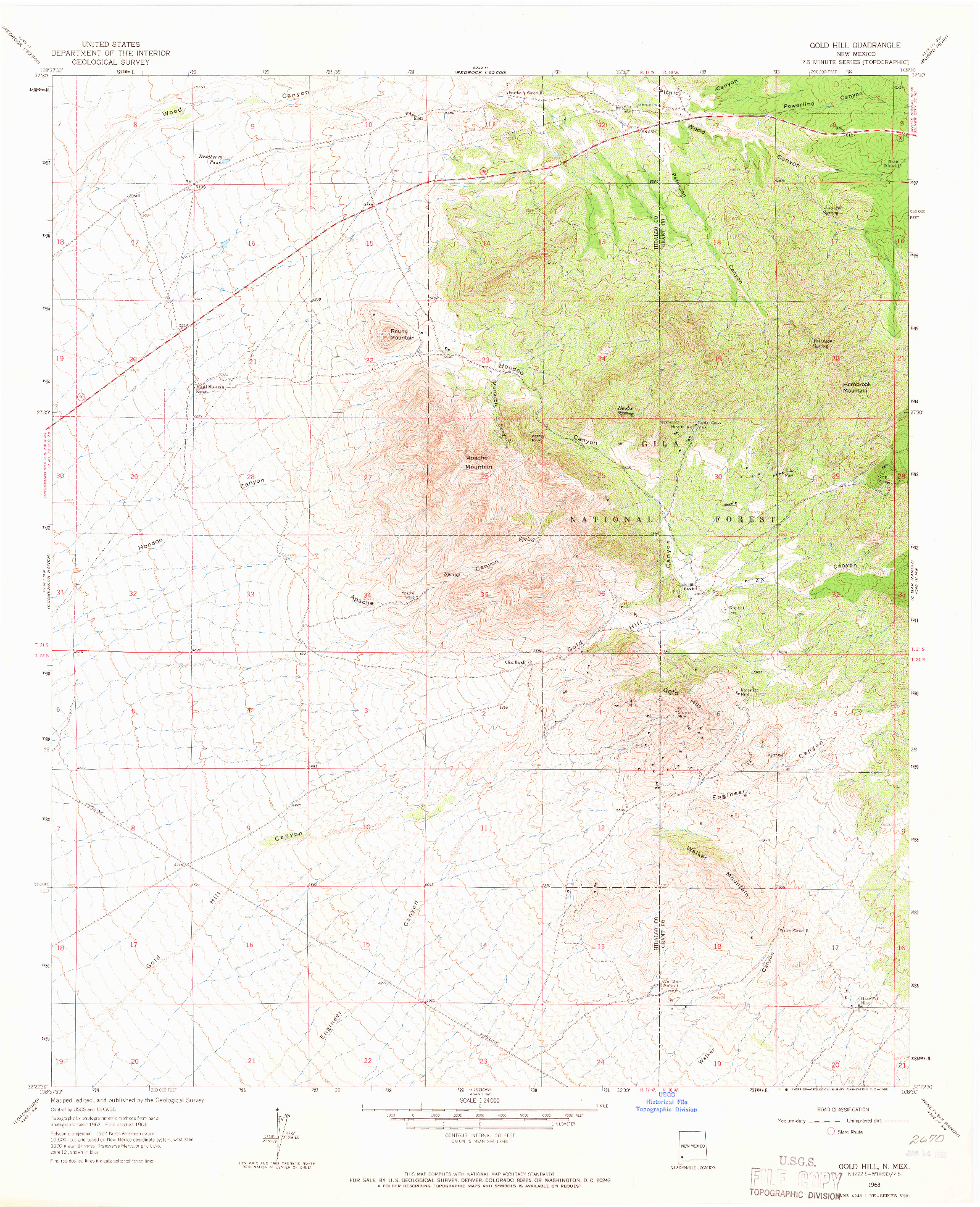 USGS 1:24000-SCALE QUADRANGLE FOR GOLD HILL, NM 1963