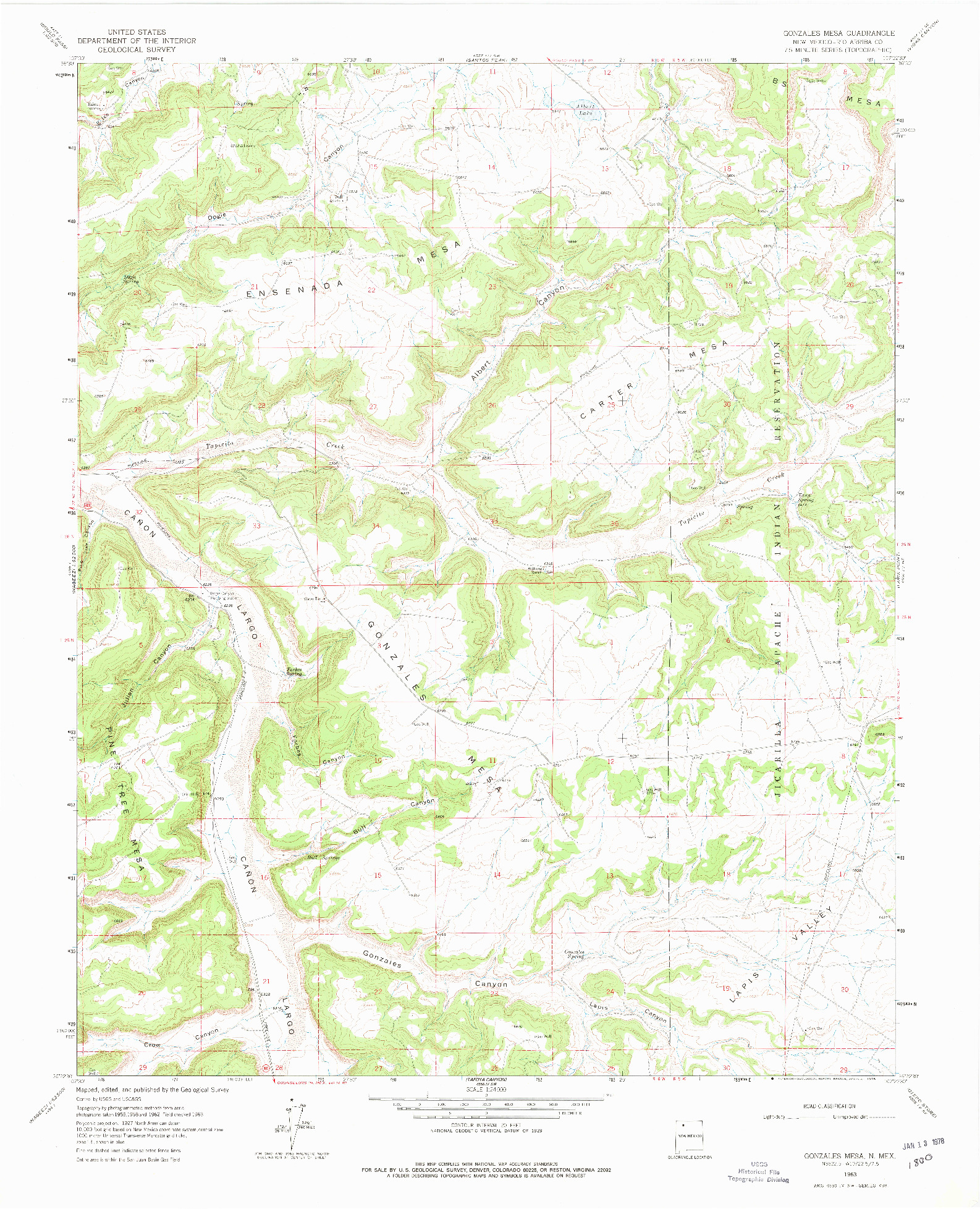 USGS 1:24000-SCALE QUADRANGLE FOR GONZALES MESA, NM 1963