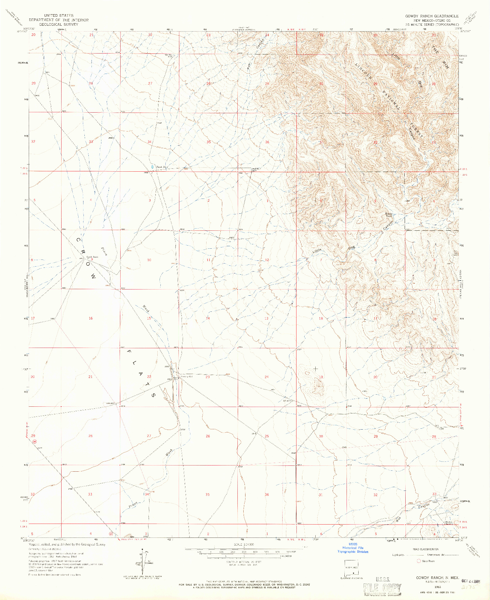 USGS 1:24000-SCALE QUADRANGLE FOR GOWDY RANCH, NM 1963