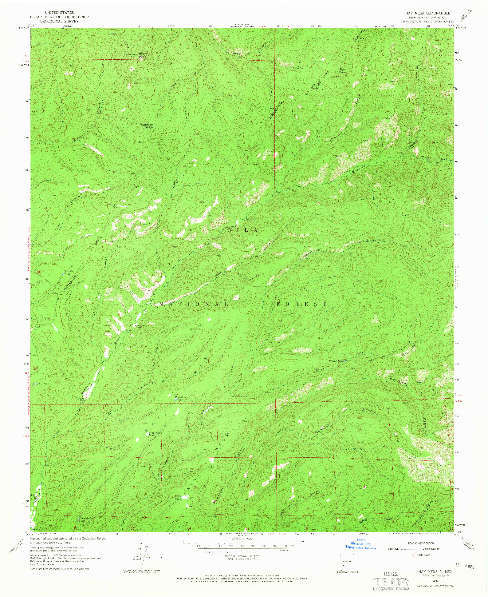 USGS 1:24000-SCALE QUADRANGLE FOR HAY MESA, NM 1963