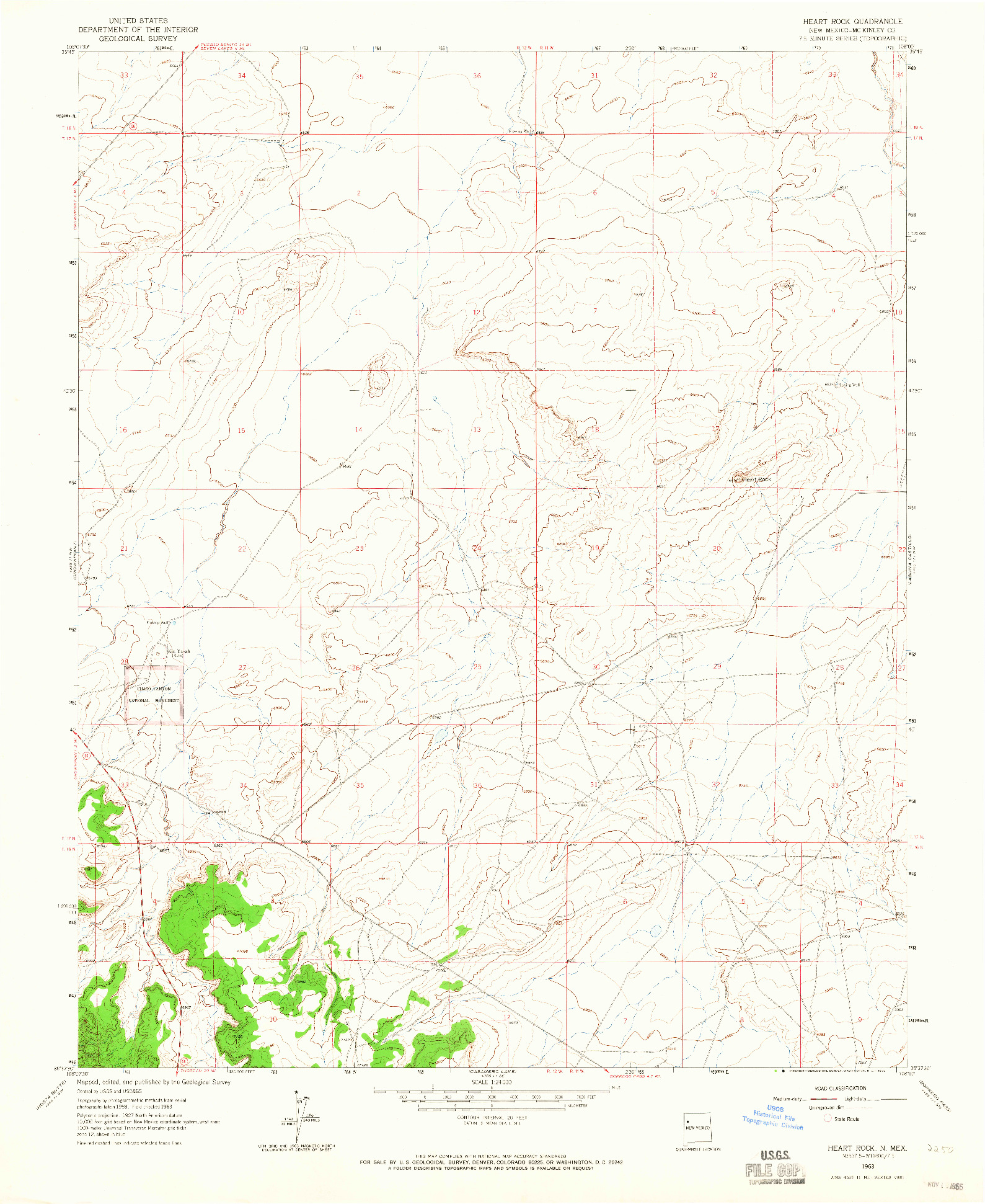 USGS 1:24000-SCALE QUADRANGLE FOR HEART ROCK, NM 1963