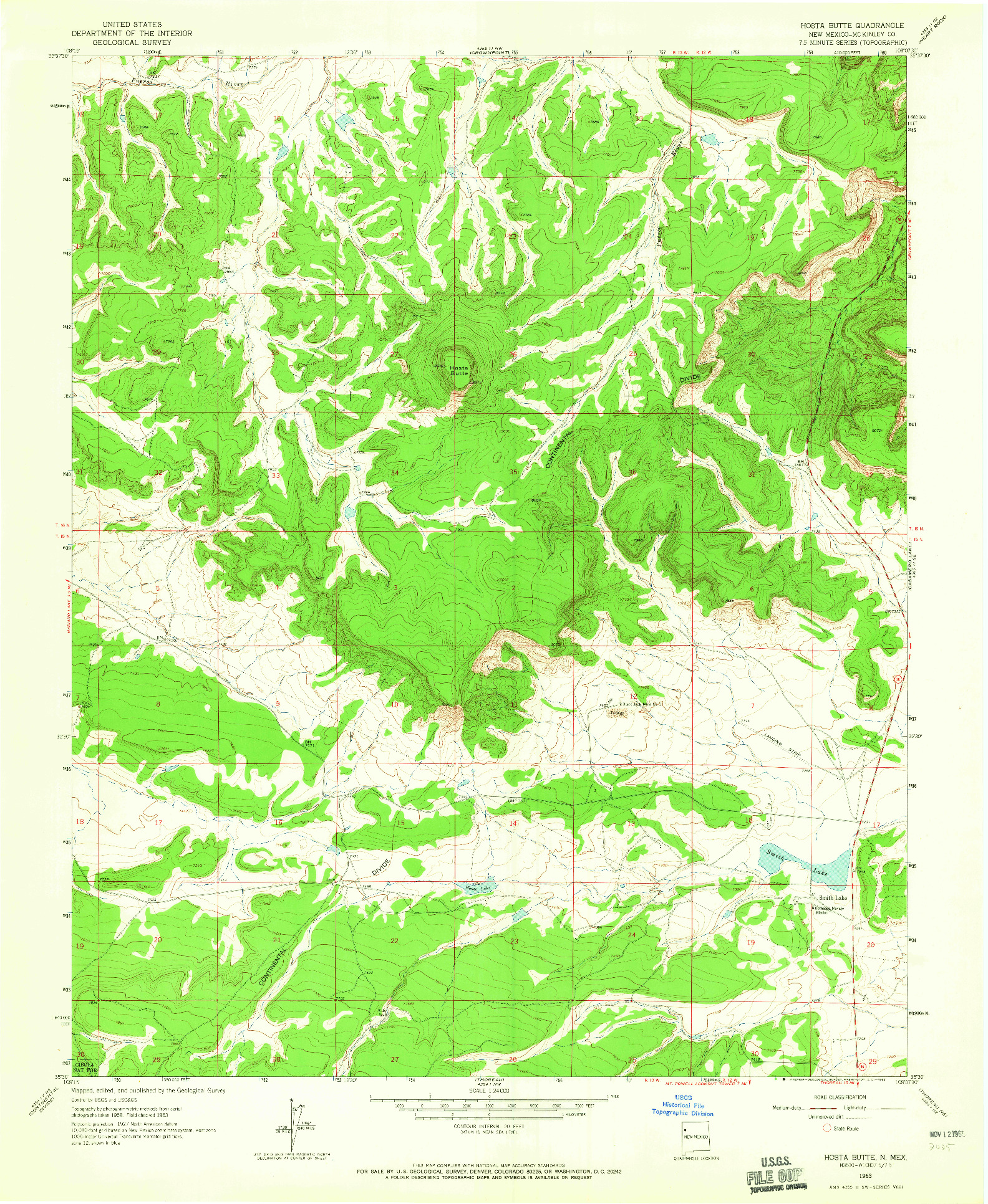 USGS 1:24000-SCALE QUADRANGLE FOR HOSTA BUTTE, NM 1963