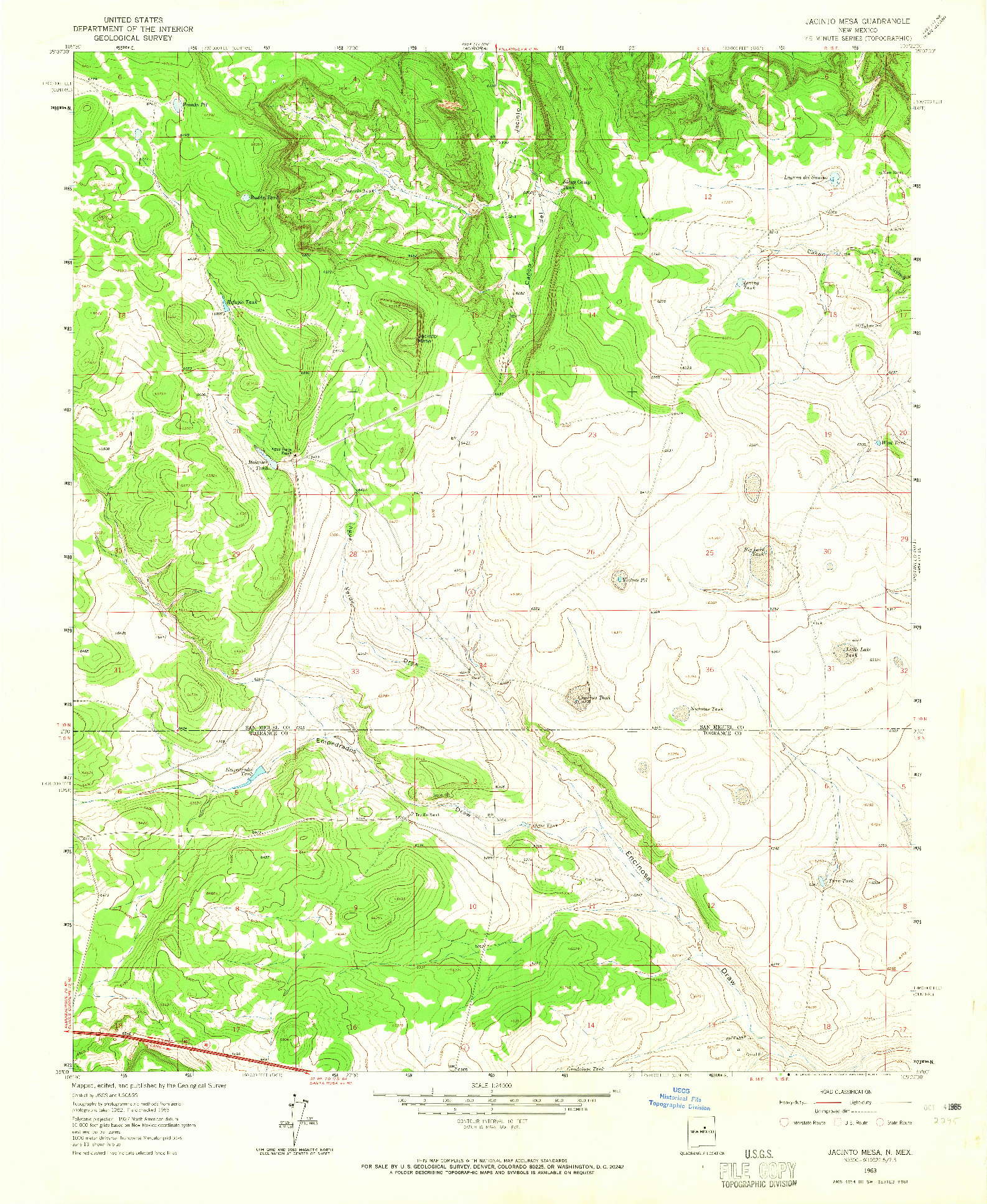 USGS 1:24000-SCALE QUADRANGLE FOR JACINTO MESA, NM 1963