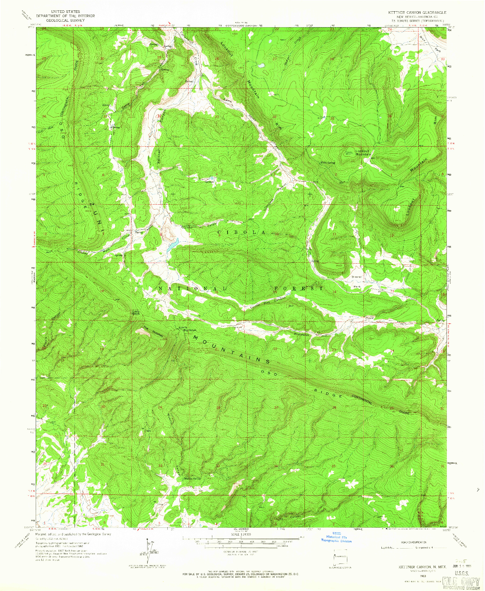 USGS 1:24000-SCALE QUADRANGLE FOR KETTNER CANYON, NM 1963