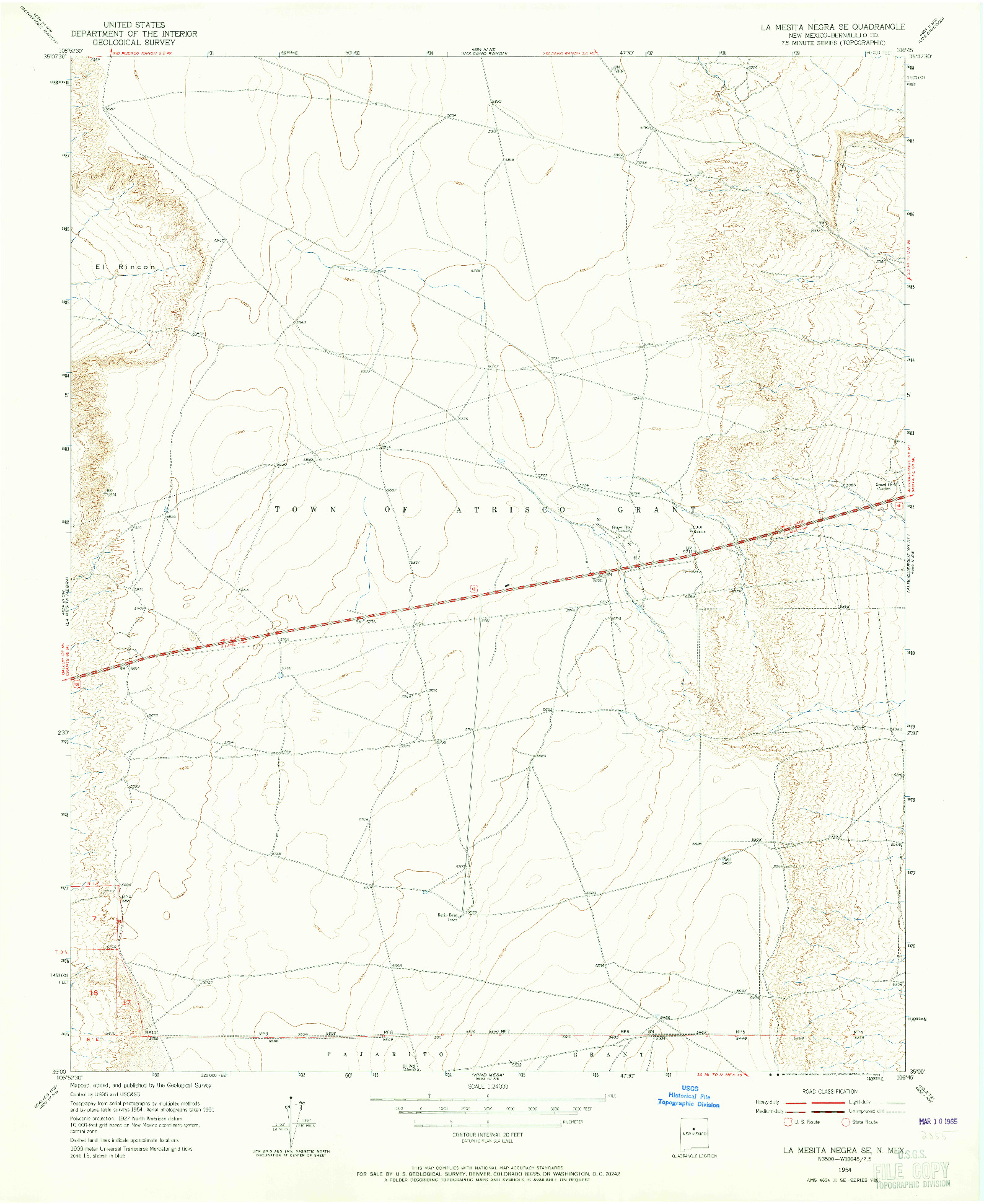 USGS 1:24000-SCALE QUADRANGLE FOR LA MESITA NEGRA SE, NM 1954