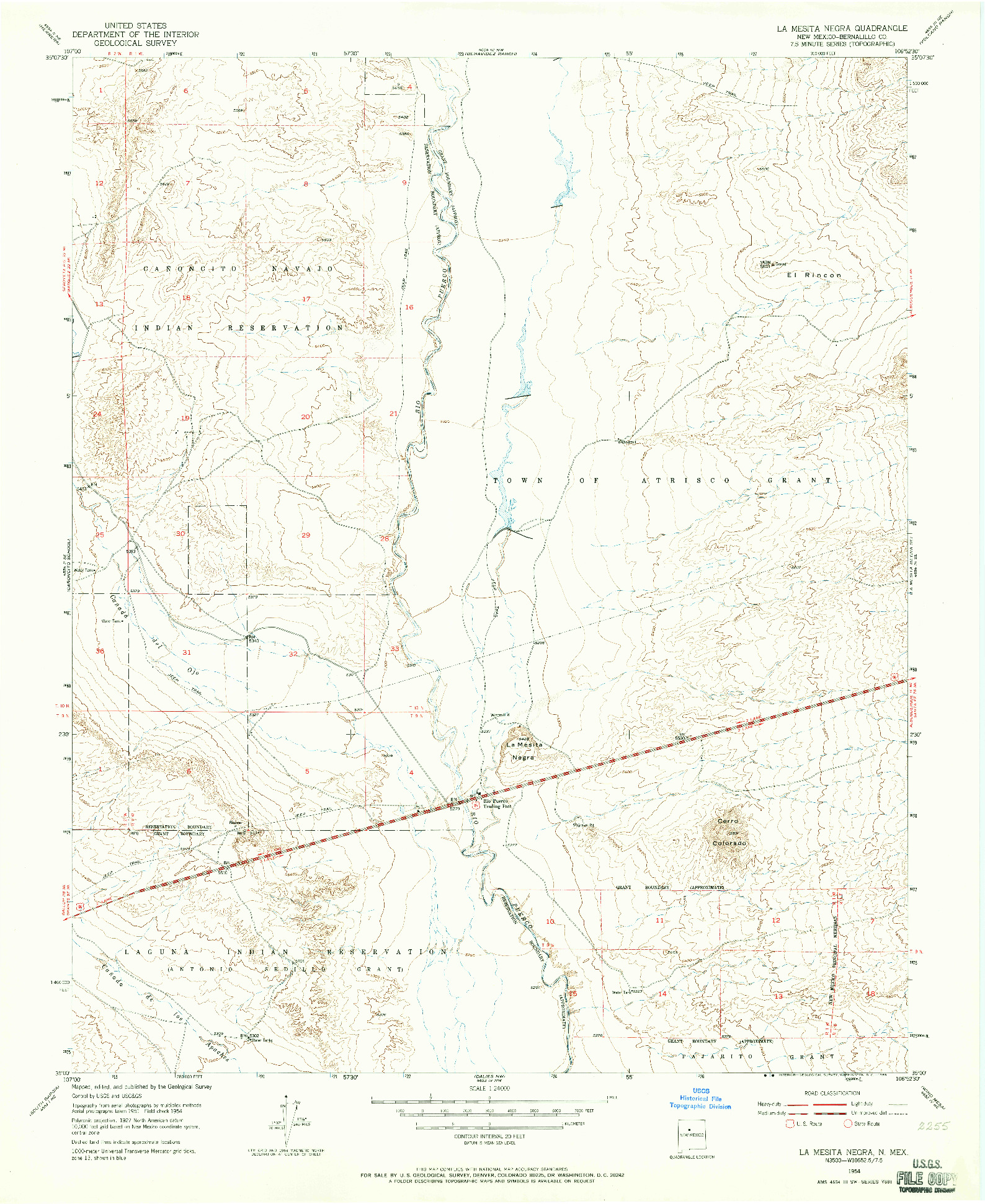 USGS 1:24000-SCALE QUADRANGLE FOR LA MESITA NEGRA, NM 1954