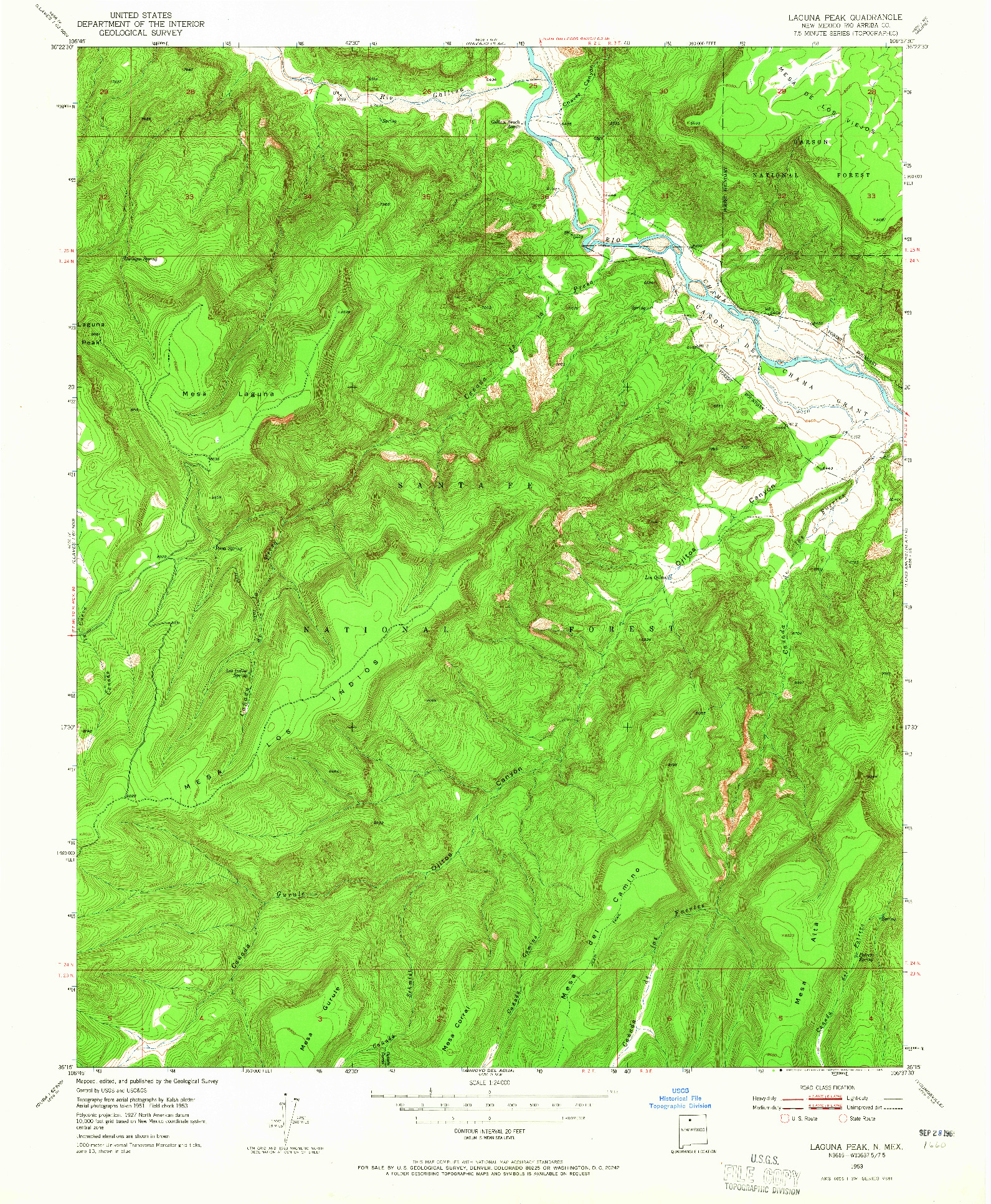 USGS 1:24000-SCALE QUADRANGLE FOR LAGUNA PEAK, NM 1953