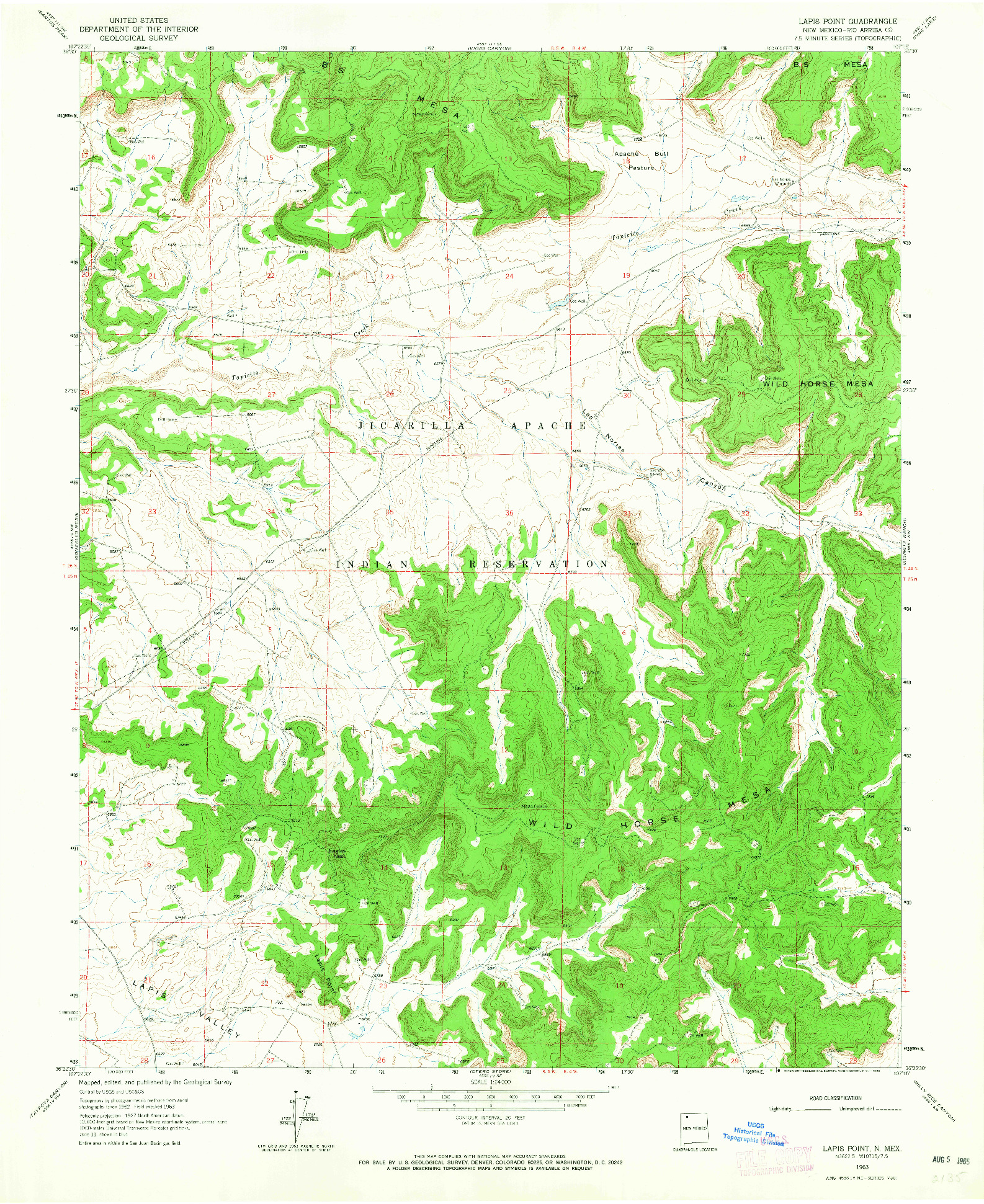 USGS 1:24000-SCALE QUADRANGLE FOR LAPIS POINT, NM 1963