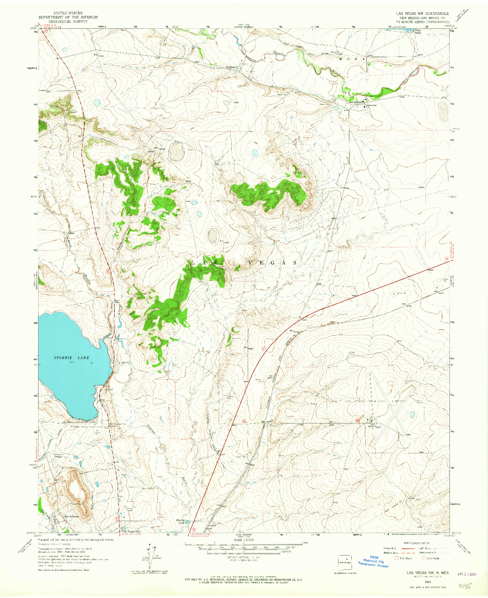 USGS 1:24000-SCALE QUADRANGLE FOR LAS VEGAS NW, NM 1963