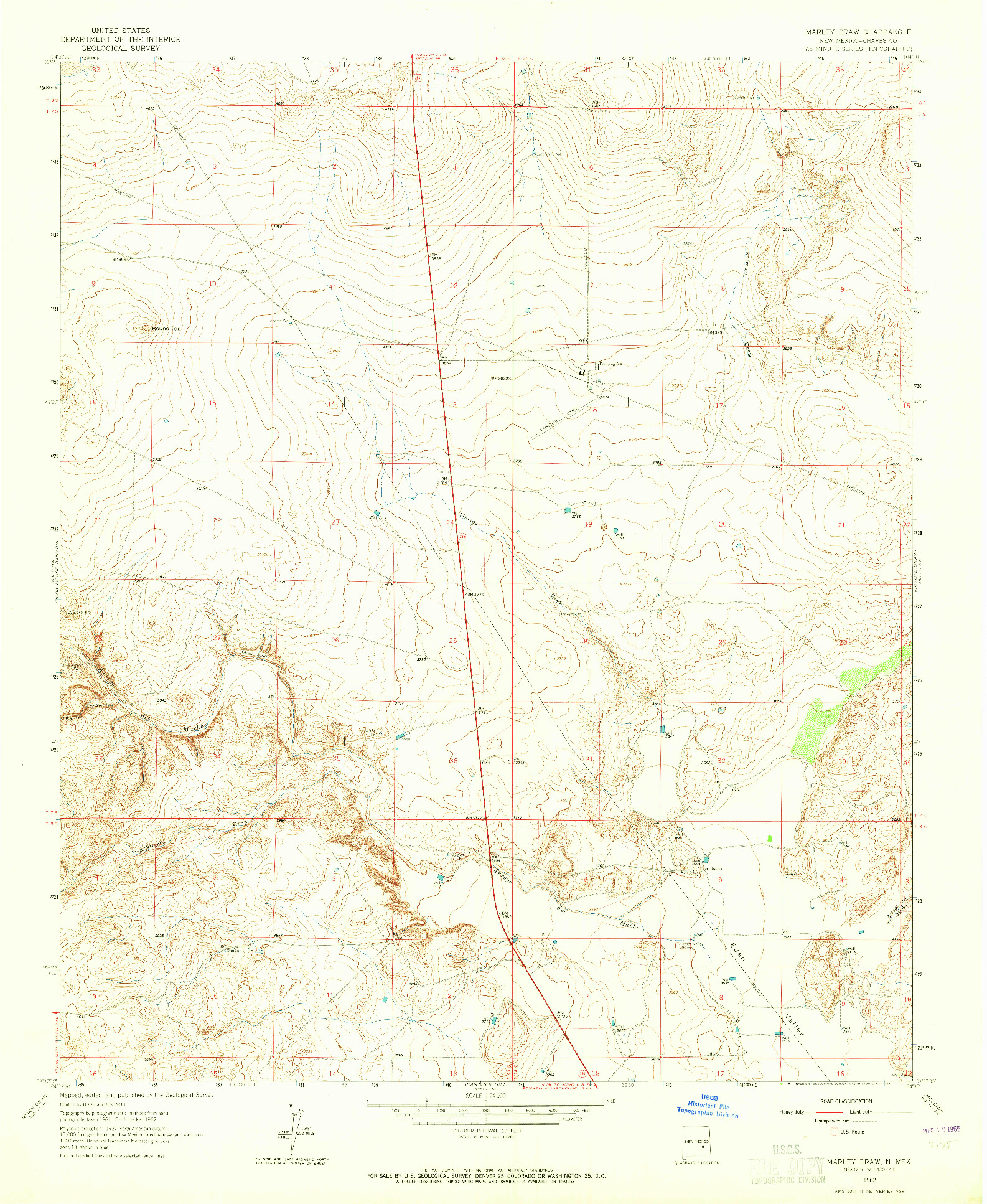 USGS 1:24000-SCALE QUADRANGLE FOR MARLEY DRAW, NM 1962