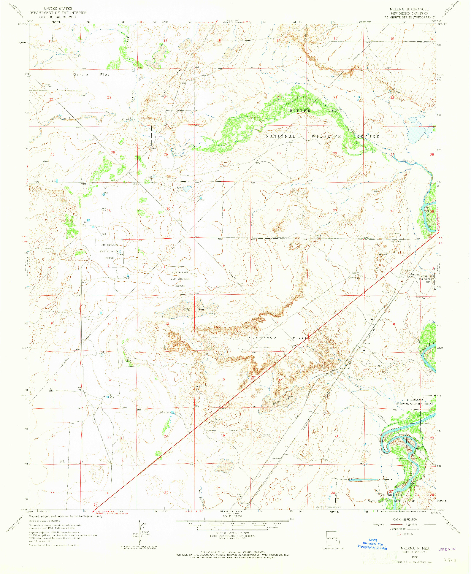 USGS 1:24000-SCALE QUADRANGLE FOR MELENA, NM 1962