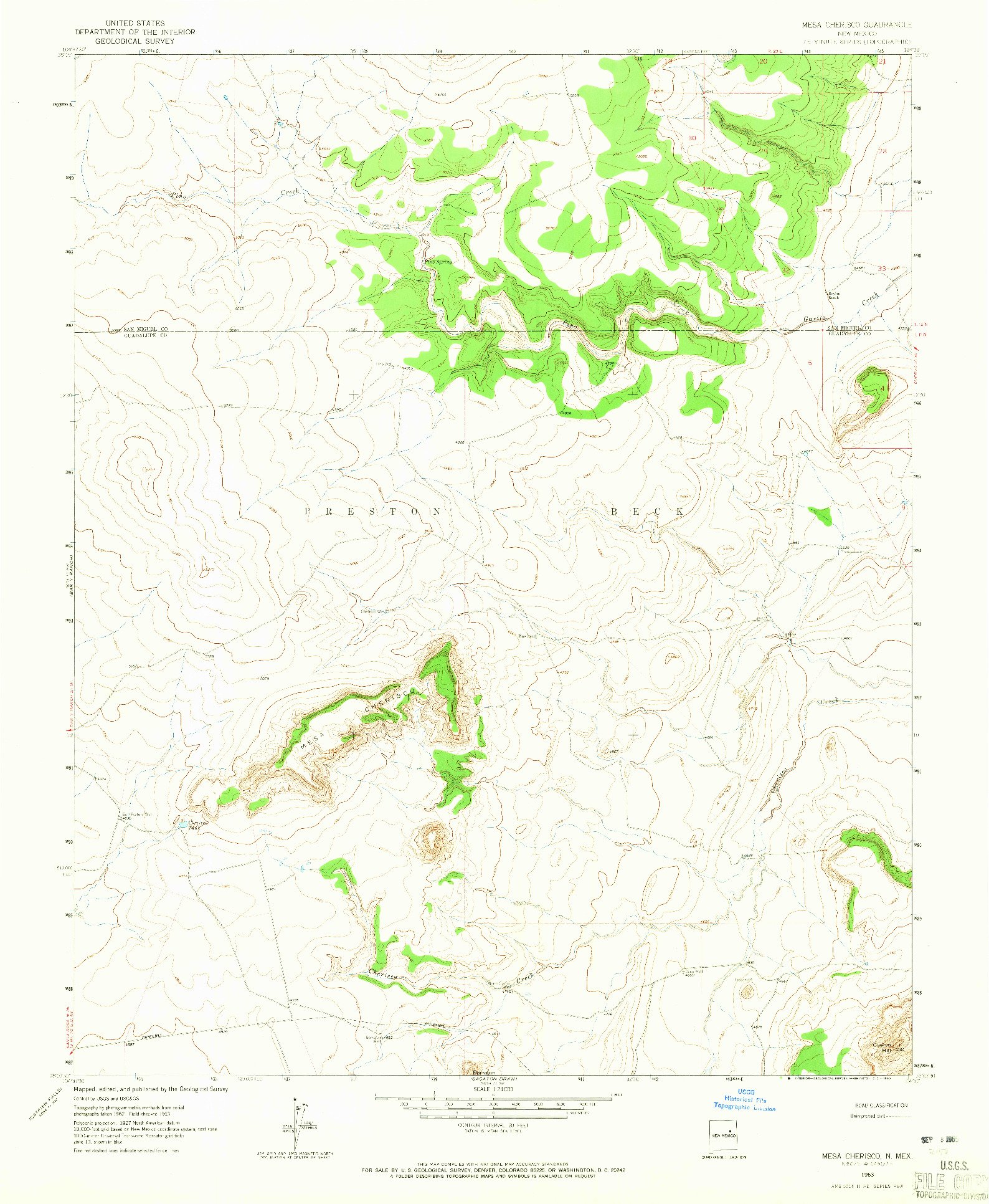 USGS 1:24000-SCALE QUADRANGLE FOR MESA CHERISCO, NM 1963