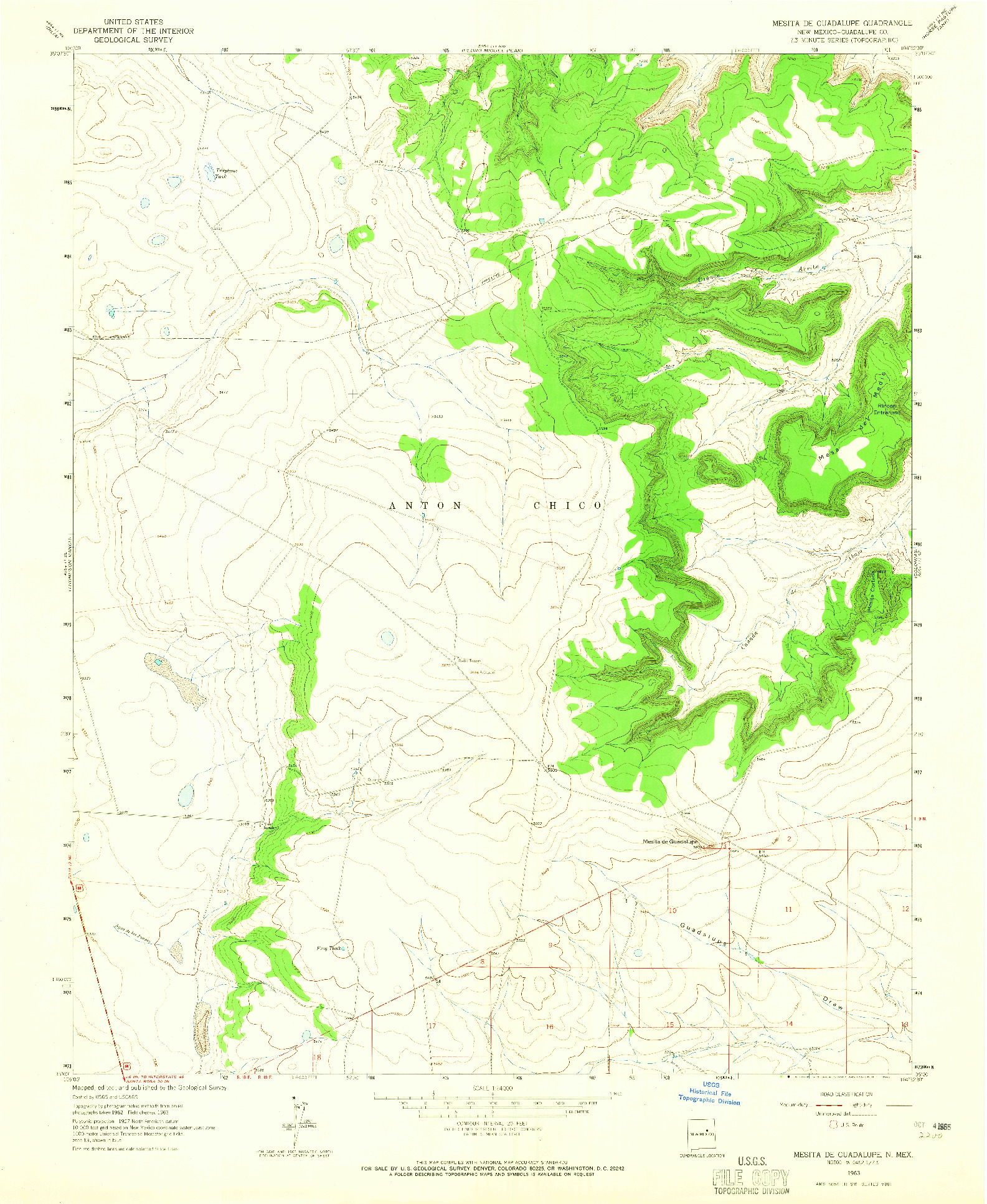 USGS 1:24000-SCALE QUADRANGLE FOR MESITA DE GUADALUPE, NM 1963