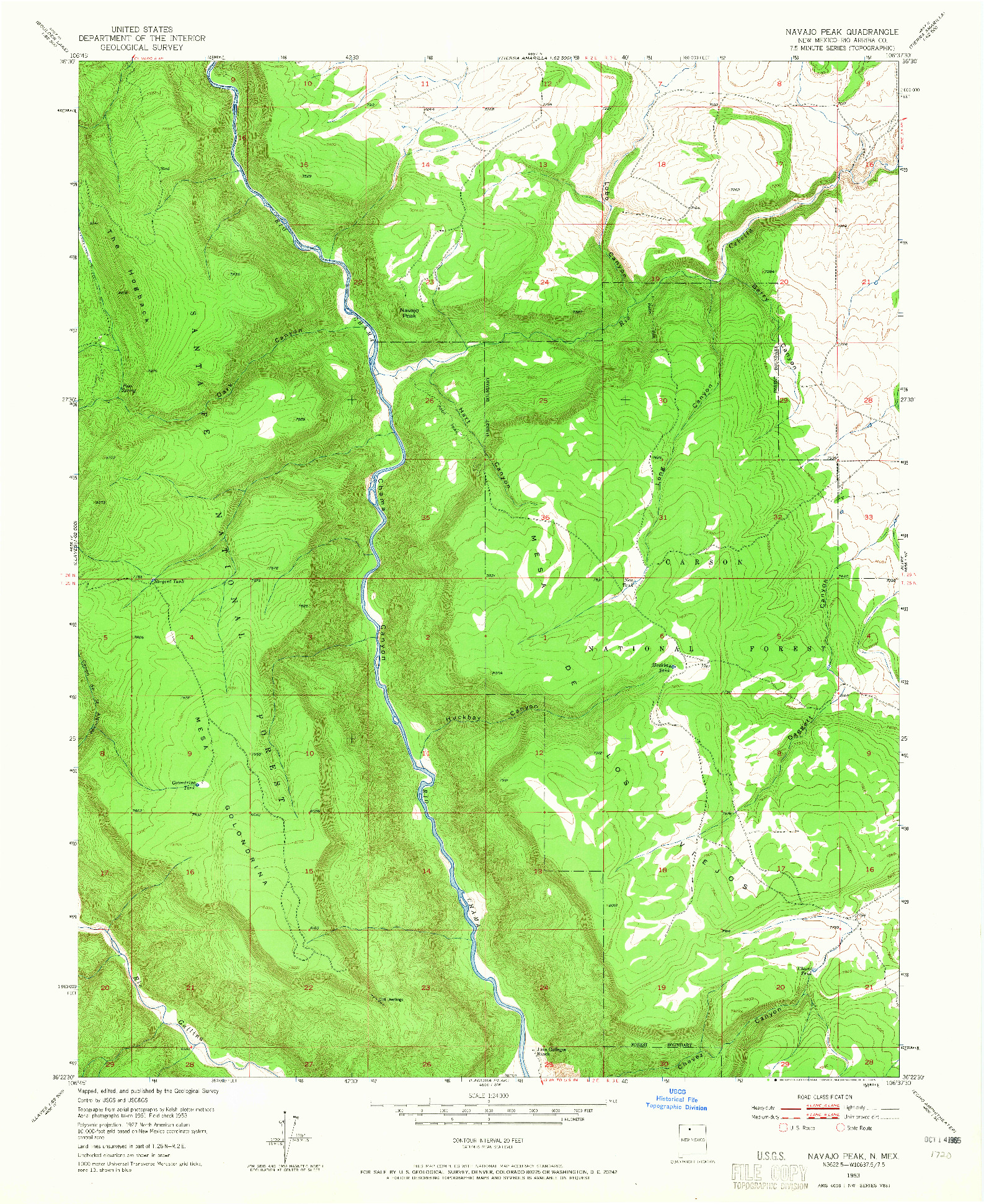 USGS 1:24000-SCALE QUADRANGLE FOR NAVAJO PEAK, NM 1953