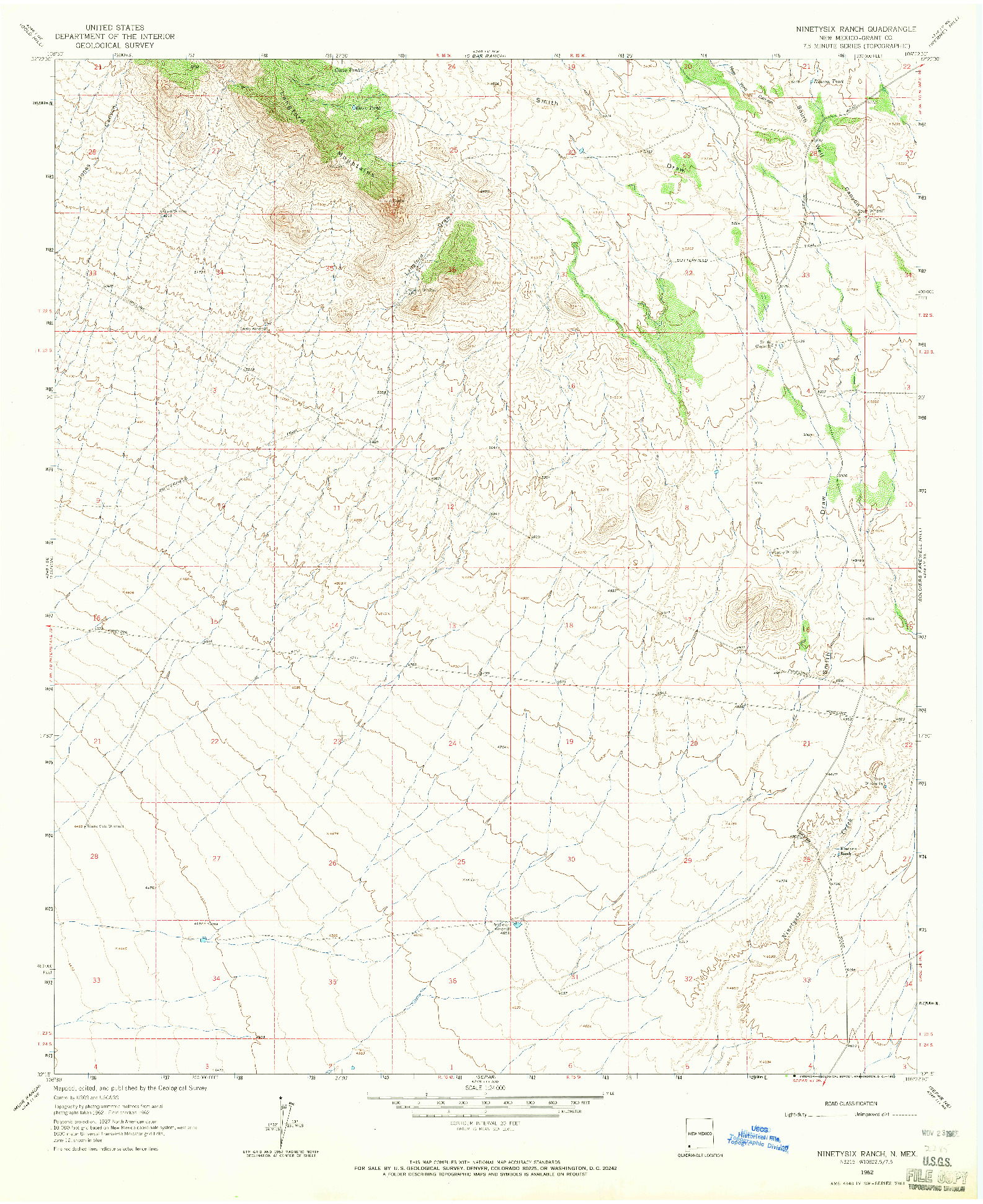 USGS 1:24000-SCALE QUADRANGLE FOR NINETYSIX RANCH, NM 1962