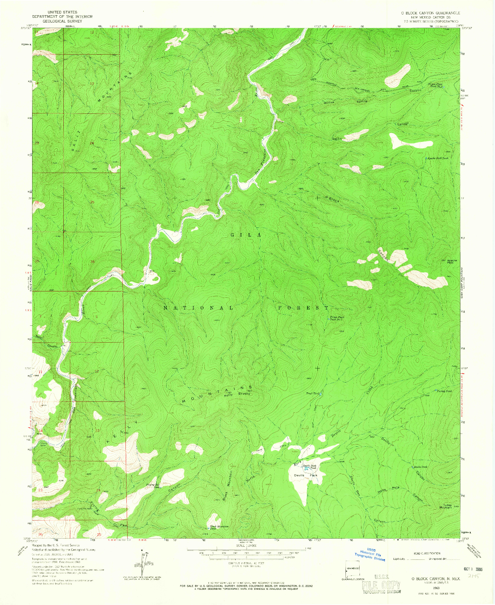 USGS 1:24000-SCALE QUADRANGLE FOR O BLOCK CANYON, NM 1963