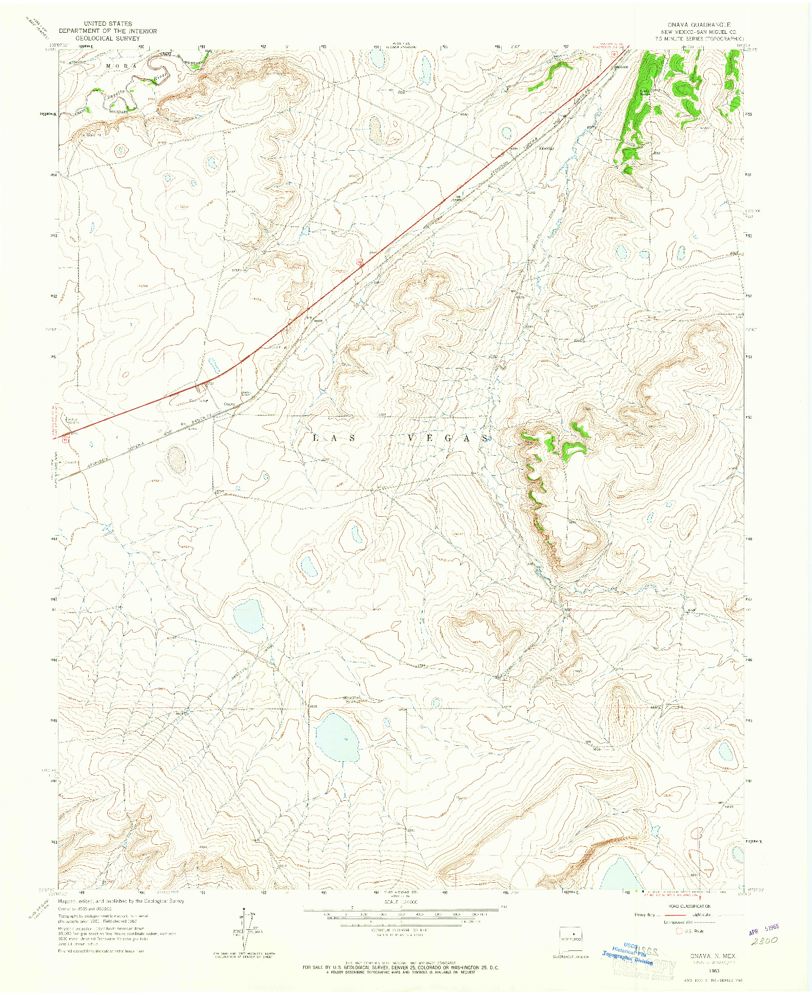 USGS 1:24000-SCALE QUADRANGLE FOR ONAVA, NM 1963