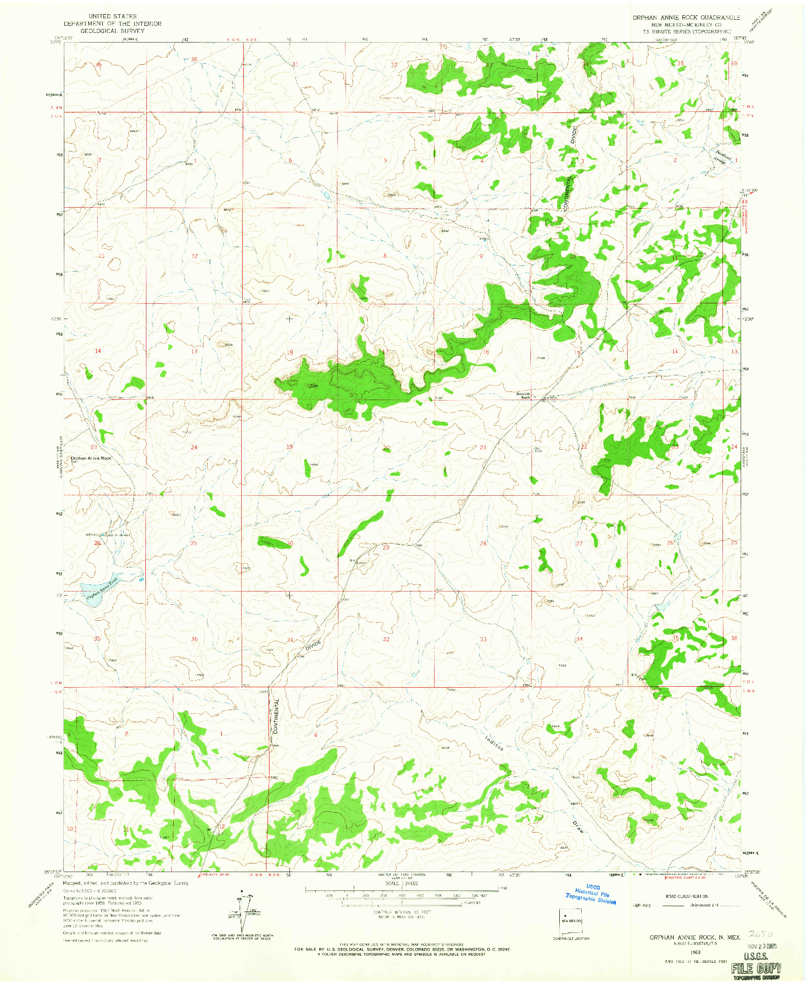 USGS 1:24000-SCALE QUADRANGLE FOR ORPHAN ANNIE ROCK, NM 1963