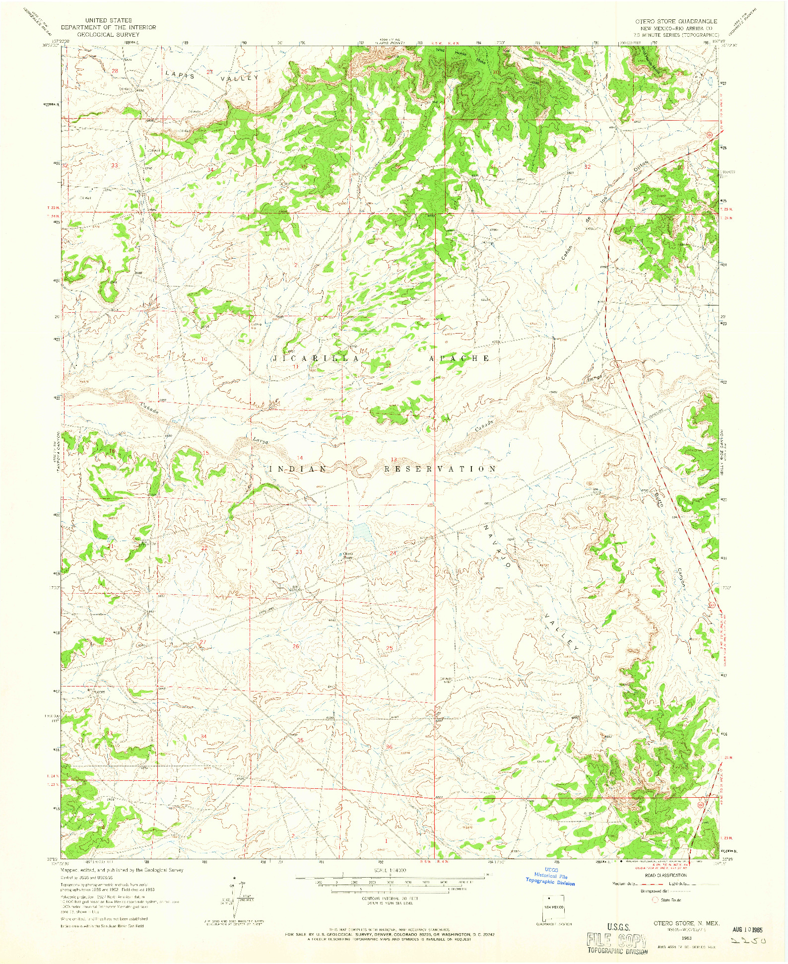 USGS 1:24000-SCALE QUADRANGLE FOR OTERO STORE, NM 1963