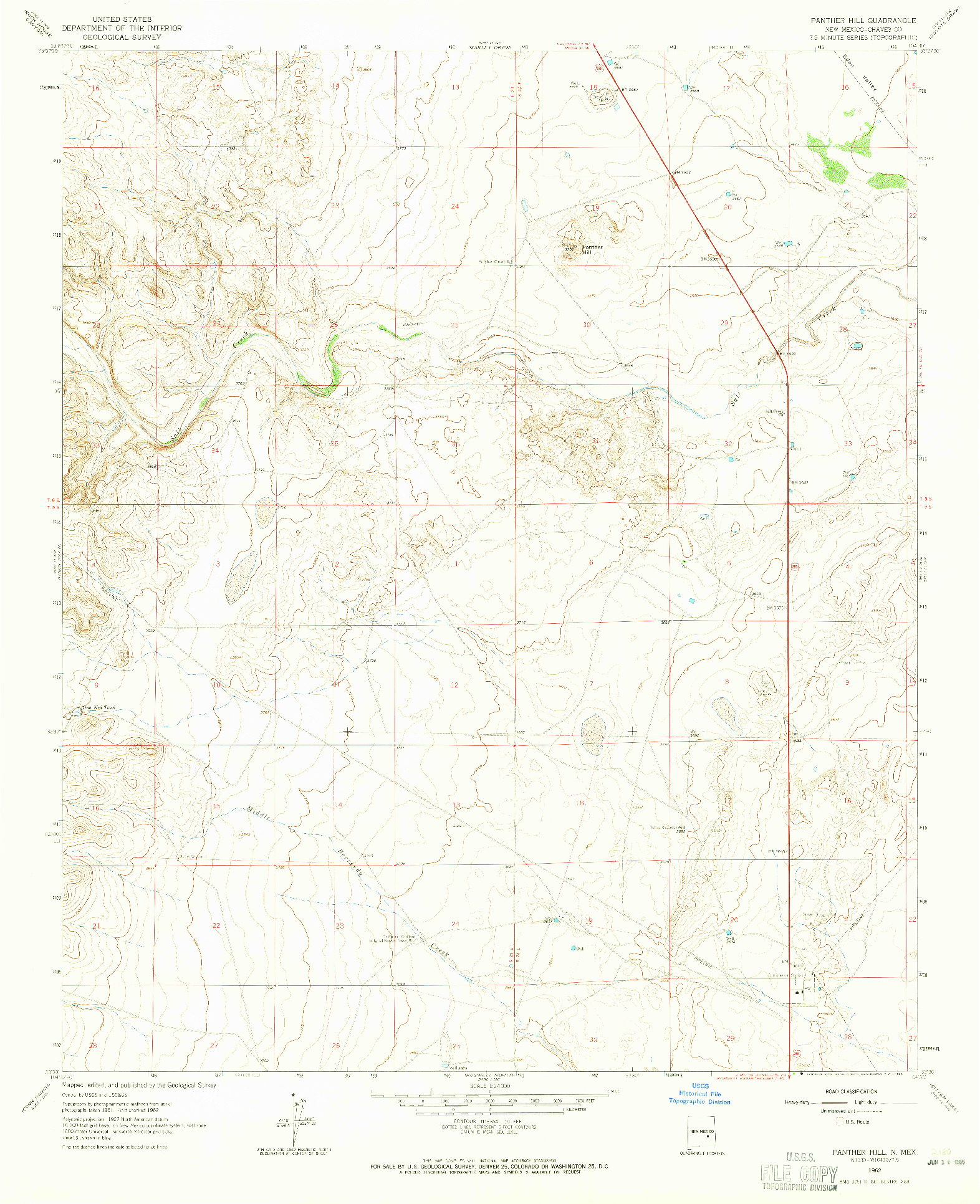 USGS 1:24000-SCALE QUADRANGLE FOR PANTHER HILL, NM 1962