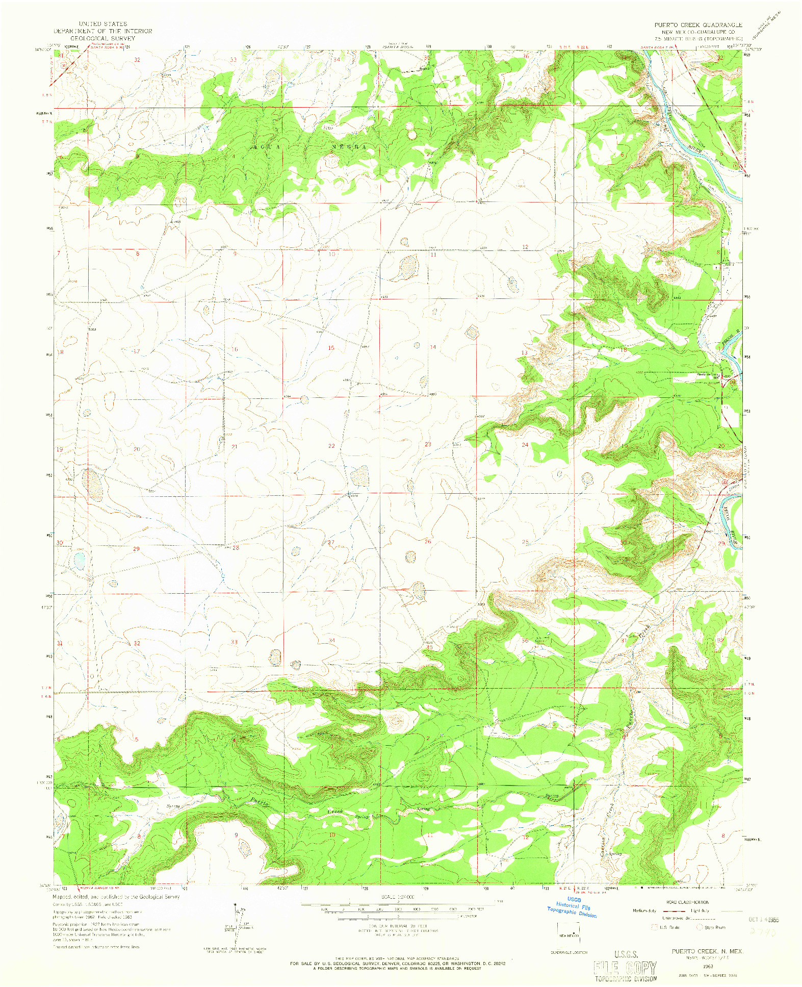 USGS 1:24000-SCALE QUADRANGLE FOR PUERTO CREEK, NM 1963