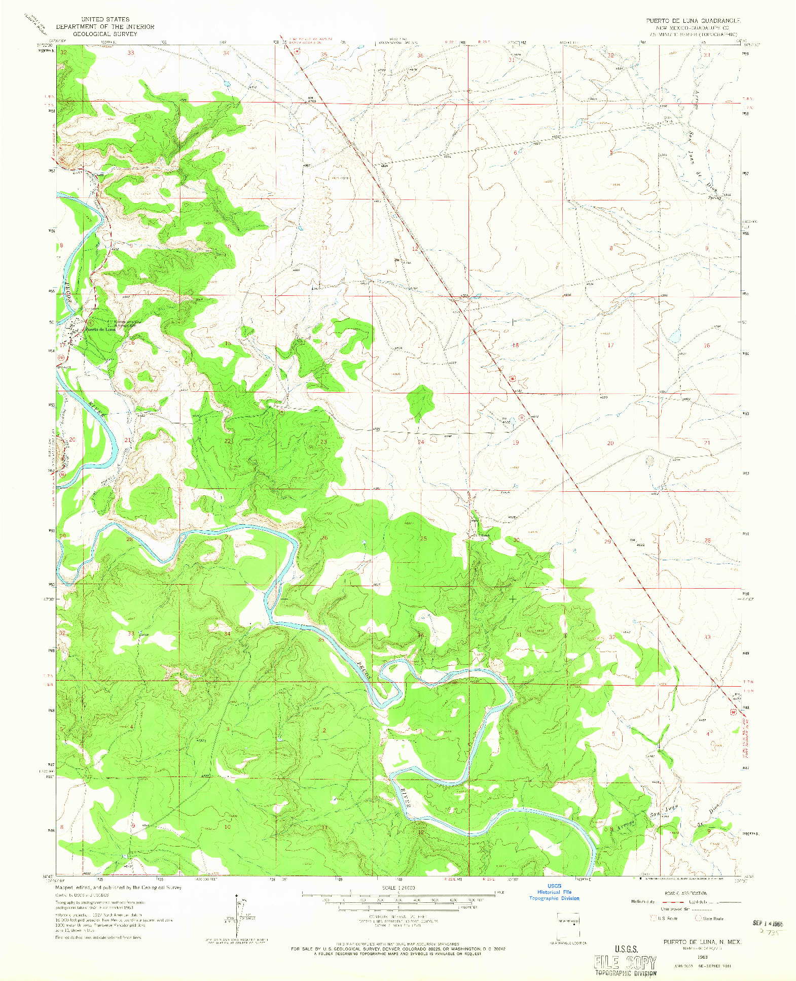 USGS 1:24000-SCALE QUADRANGLE FOR PUERTO DE LUNA, NM 1963