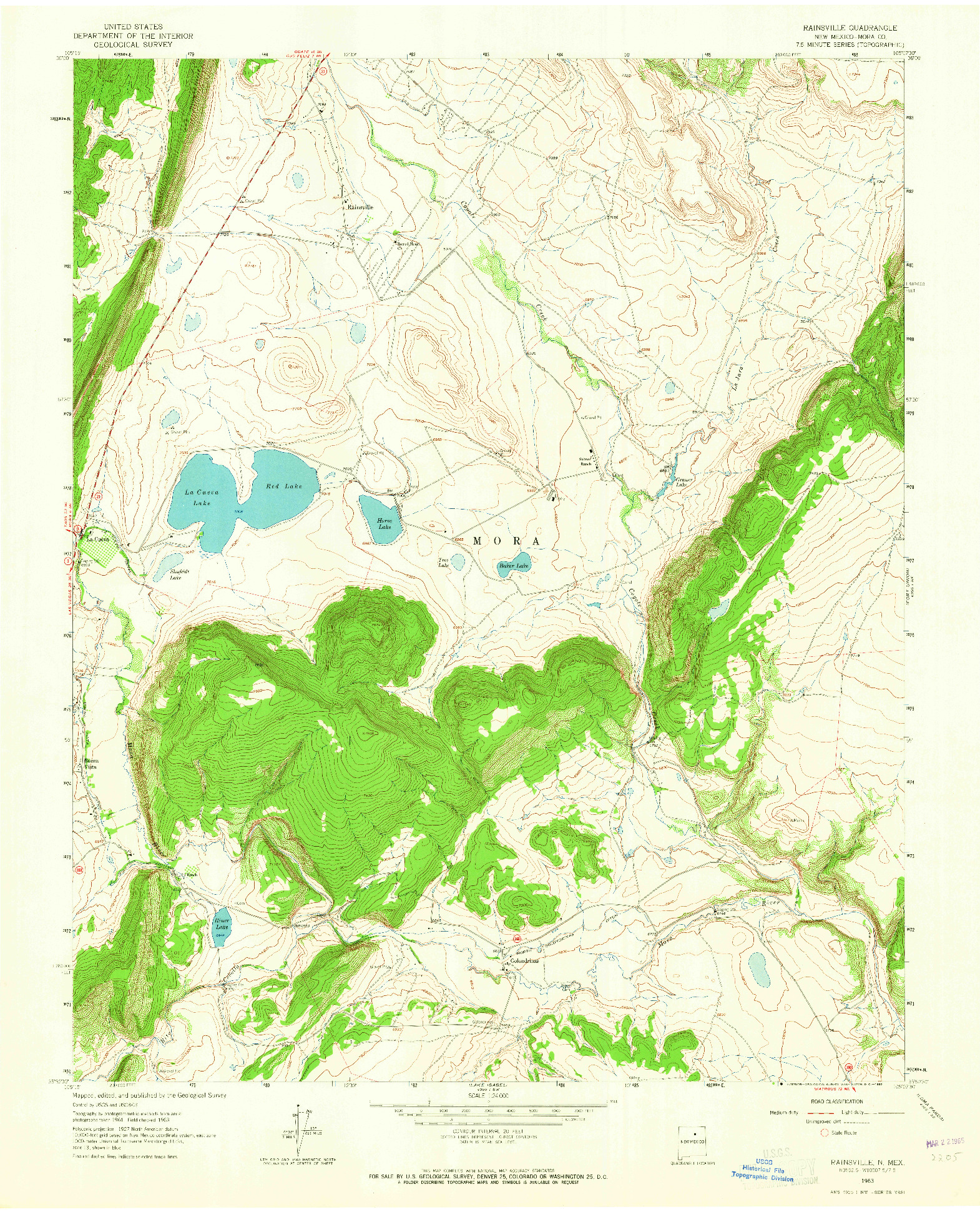 USGS 1:24000-SCALE QUADRANGLE FOR RAINSVILLE, NM 1963