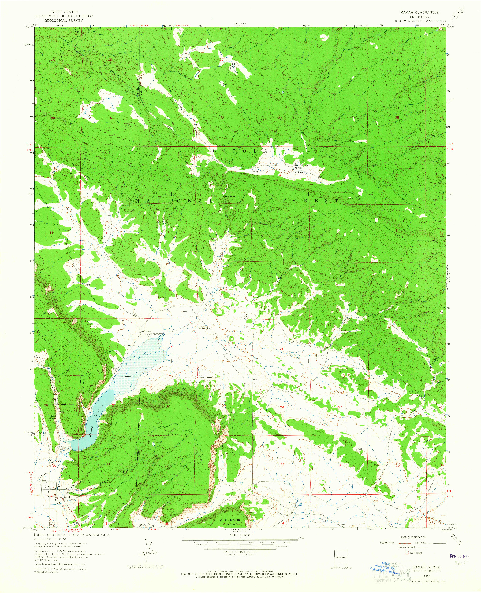 USGS 1:24000-SCALE QUADRANGLE FOR RAMAH, NM 1963