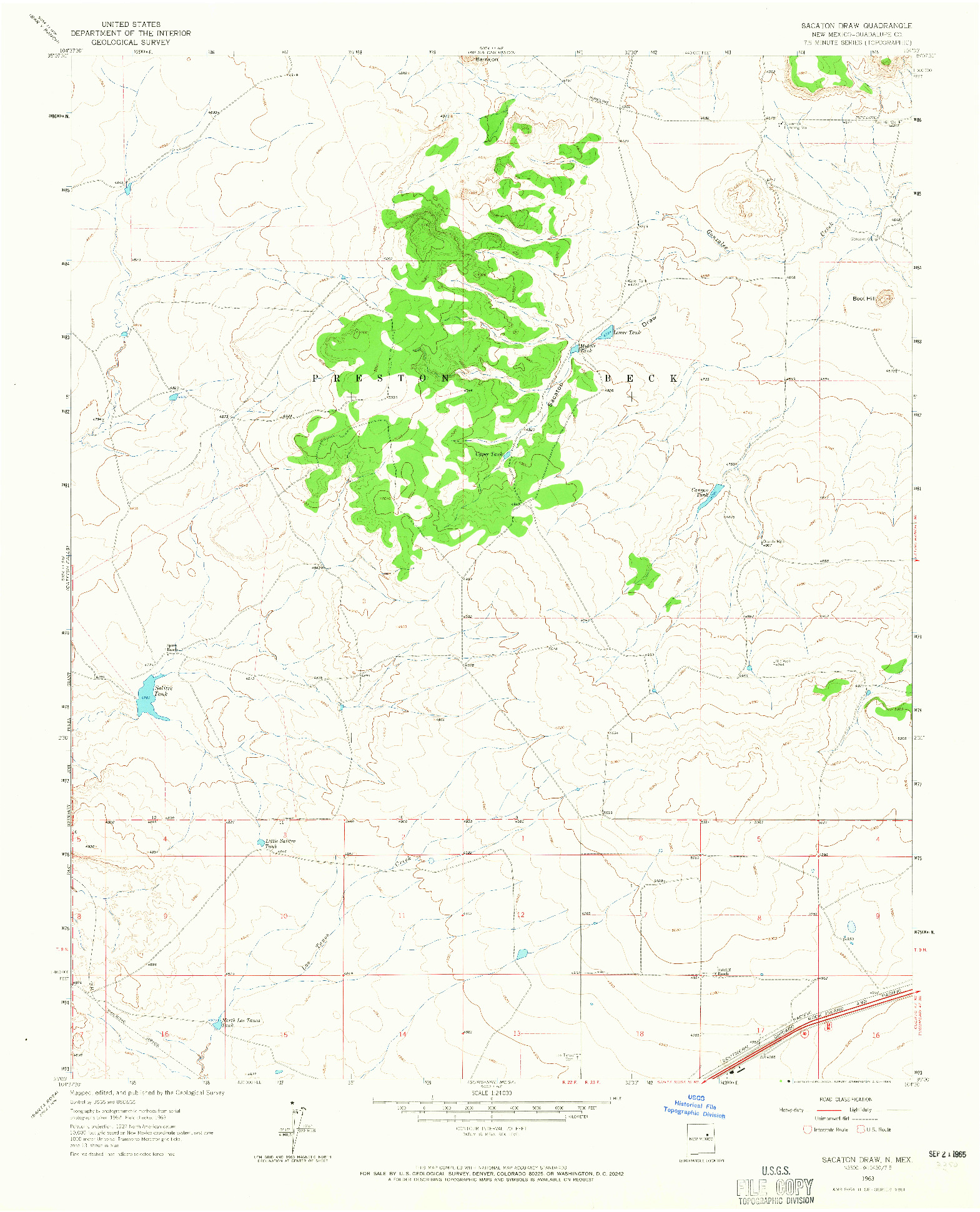 USGS 1:24000-SCALE QUADRANGLE FOR SACATON DRAW, NM 1963