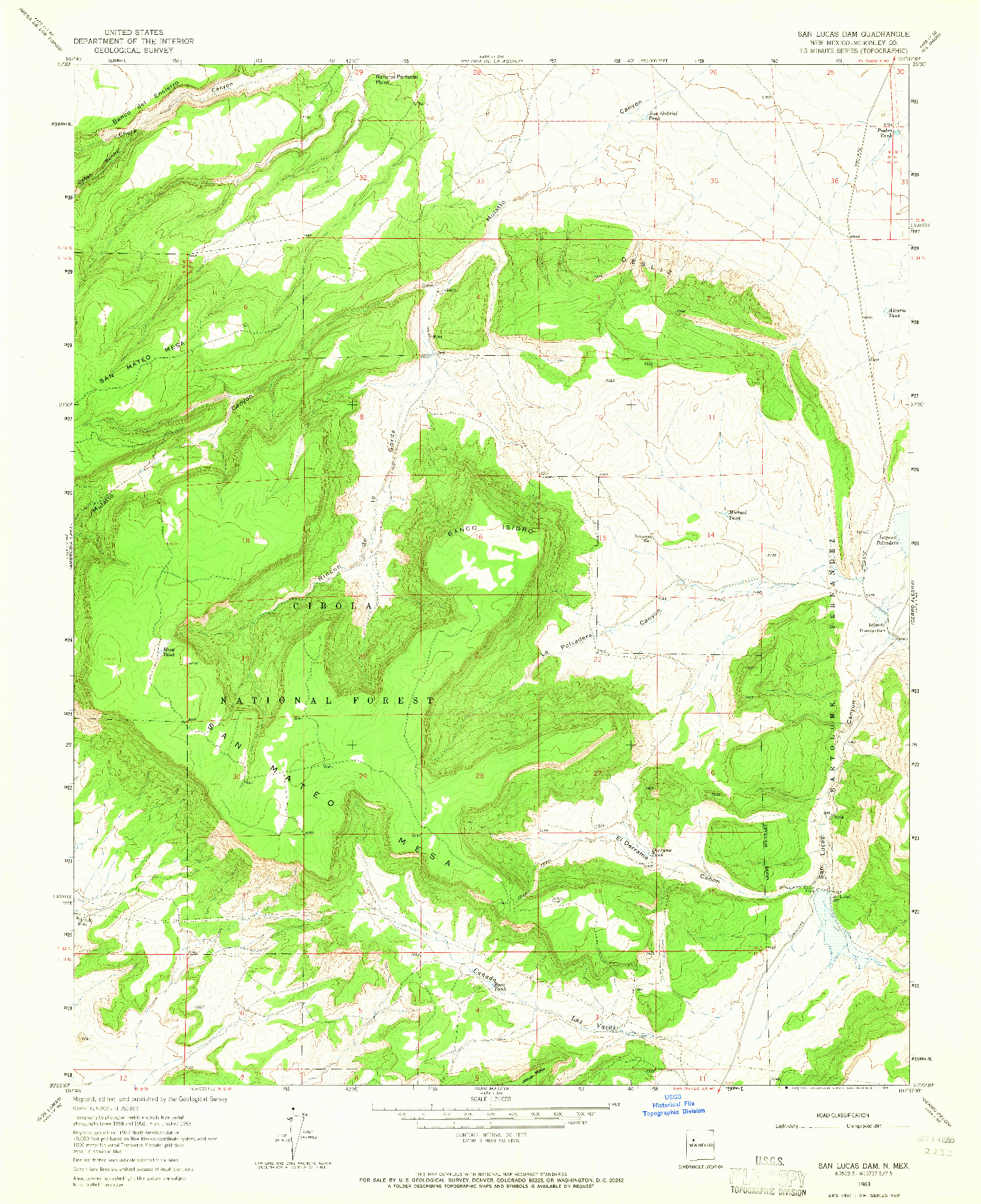 USGS 1:24000-SCALE QUADRANGLE FOR SAN LUCAS DAM, NM 1963