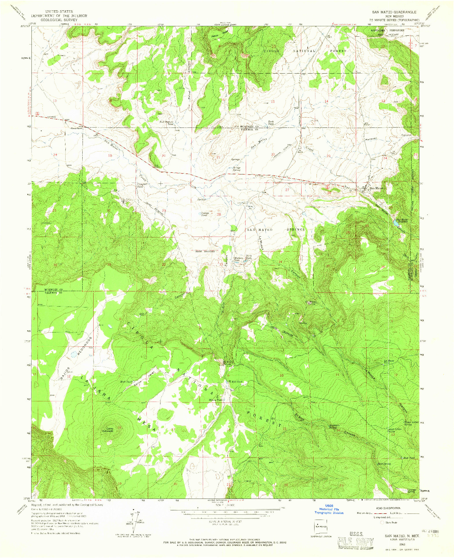 USGS 1:24000-SCALE QUADRANGLE FOR SAN MATEO, NM 1963