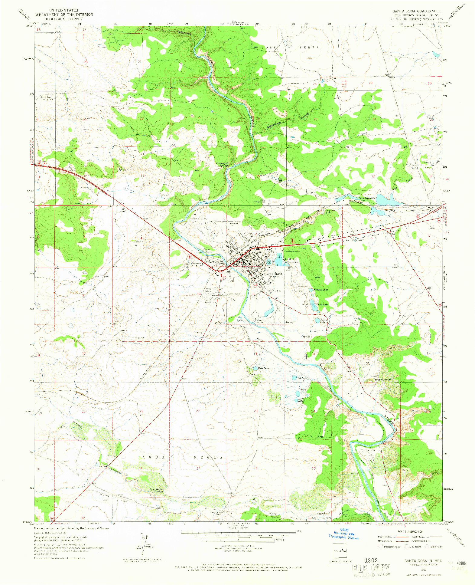 USGS 1:24000-SCALE QUADRANGLE FOR SANTA ROSA, NM 1963