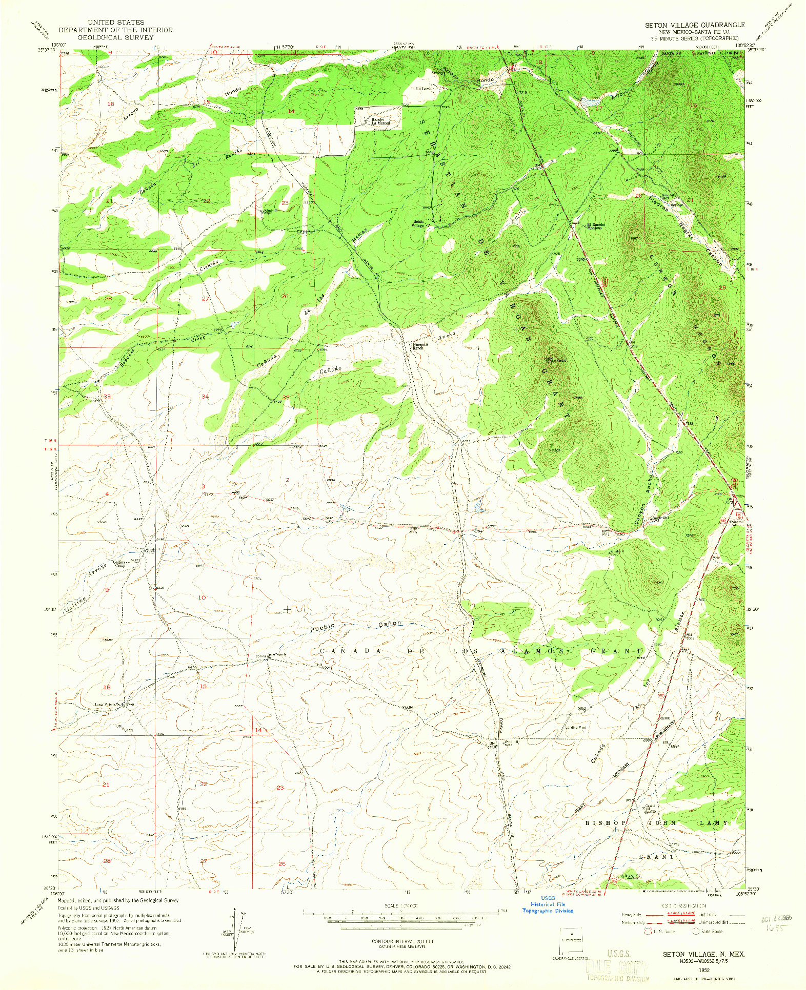 USGS 1:24000-SCALE QUADRANGLE FOR SETON VILLAGE, NM 1952