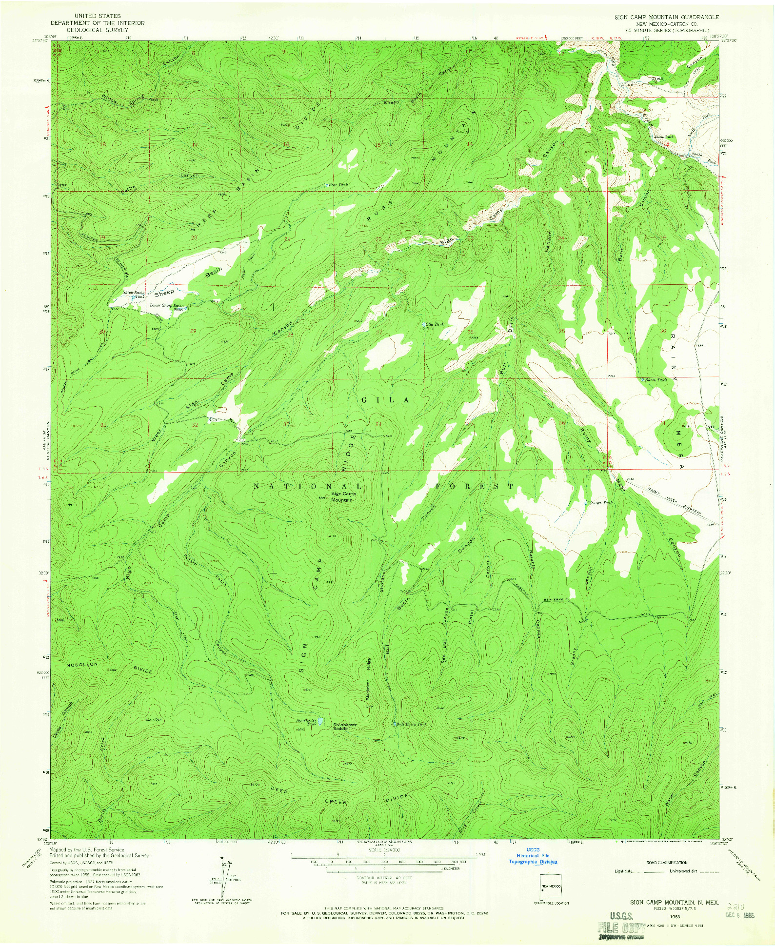 USGS 1:24000-SCALE QUADRANGLE FOR SIGN CAMP MOUNTAIN, NM 1963