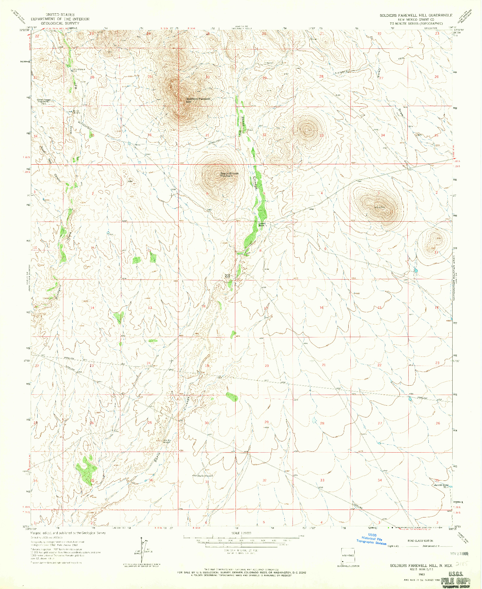 USGS 1:24000-SCALE QUADRANGLE FOR SOLDIERS FAREWELL HILL, NM 1963