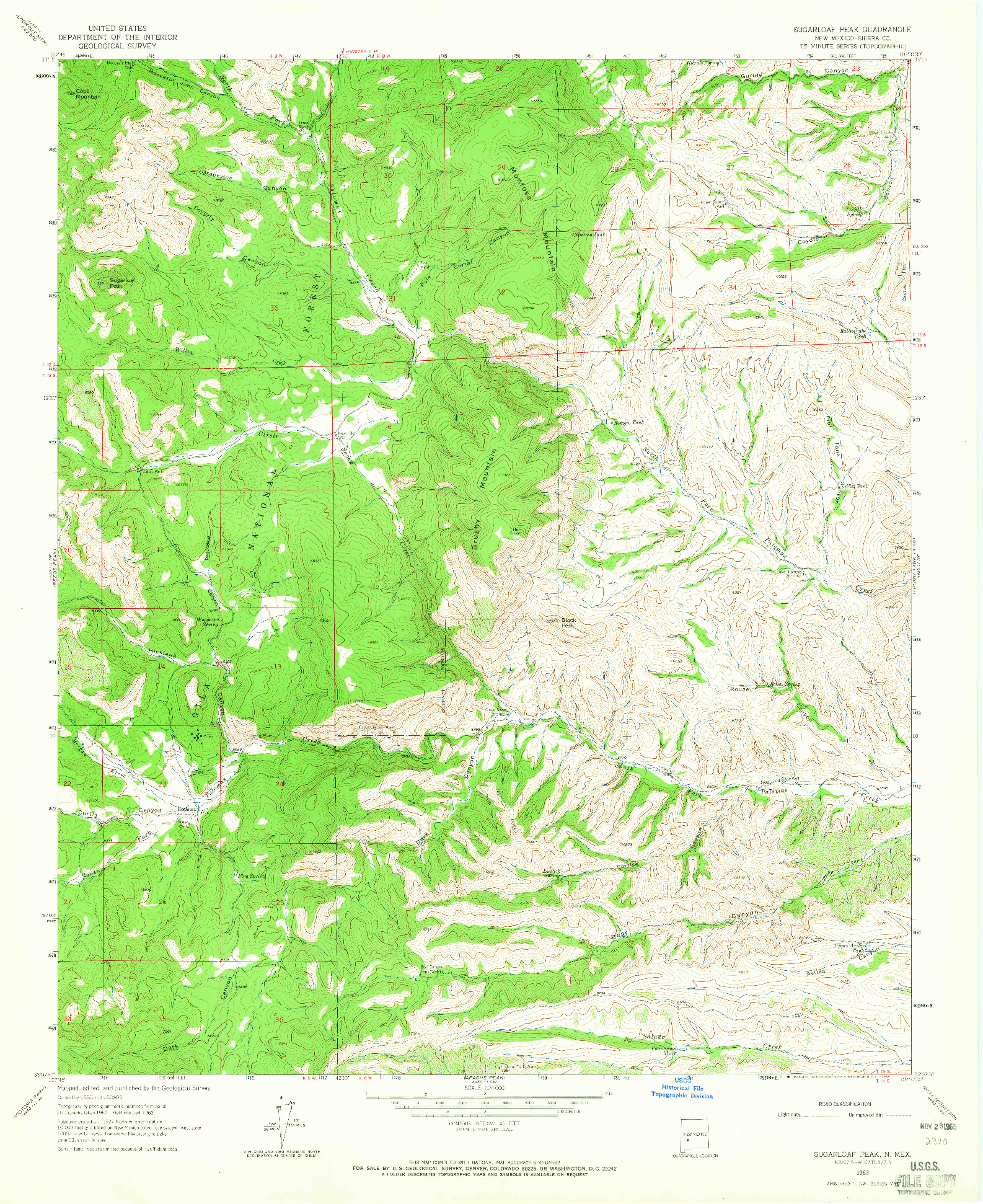 USGS 1:24000-SCALE QUADRANGLE FOR SUGARLOAF PEAK, NM 1963