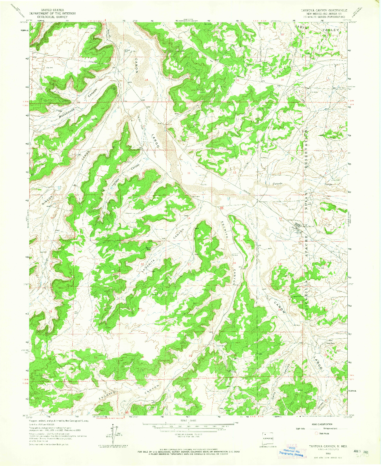 USGS 1:24000-SCALE QUADRANGLE FOR TAYFOYA CANYON, NM 1963
