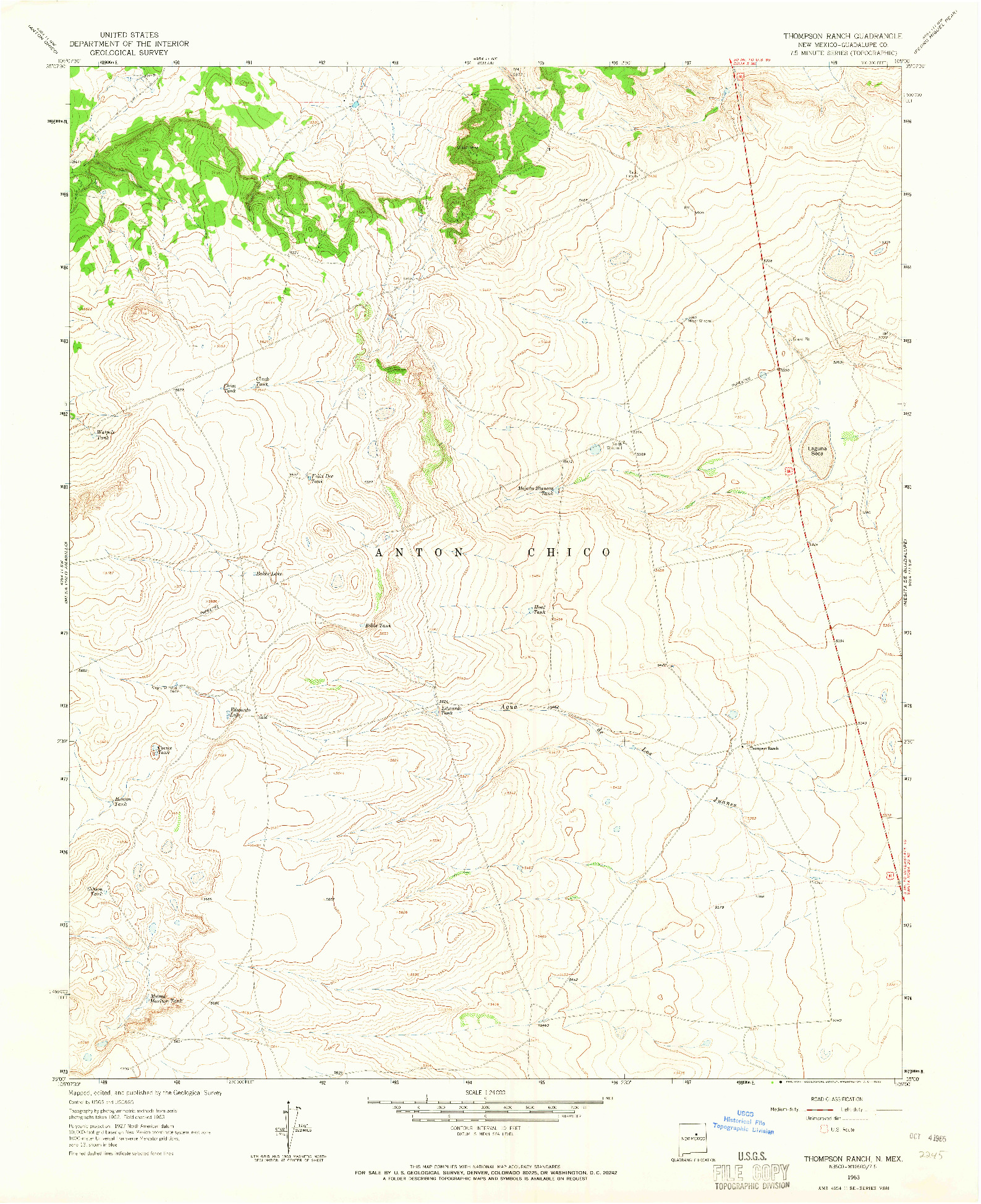 USGS 1:24000-SCALE QUADRANGLE FOR THOMPSON RANCH, NM 1963