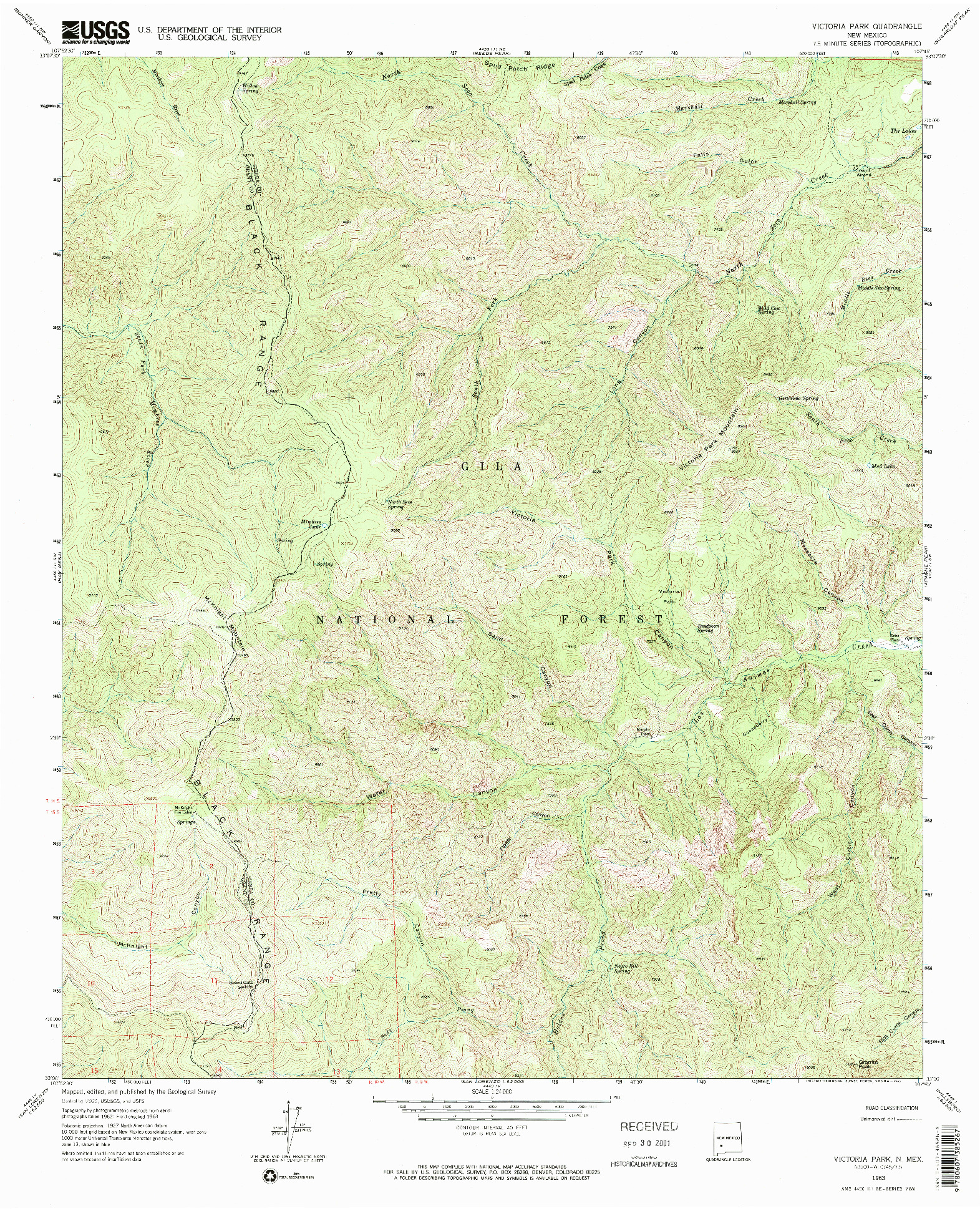 USGS 1:24000-SCALE QUADRANGLE FOR VICTORIA PARK, NM 1963