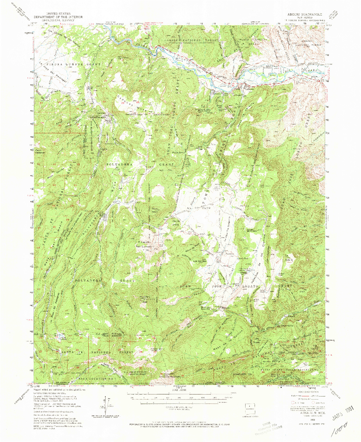 USGS 1:62500-SCALE QUADRANGLE FOR ABIQUIU, NM 1953