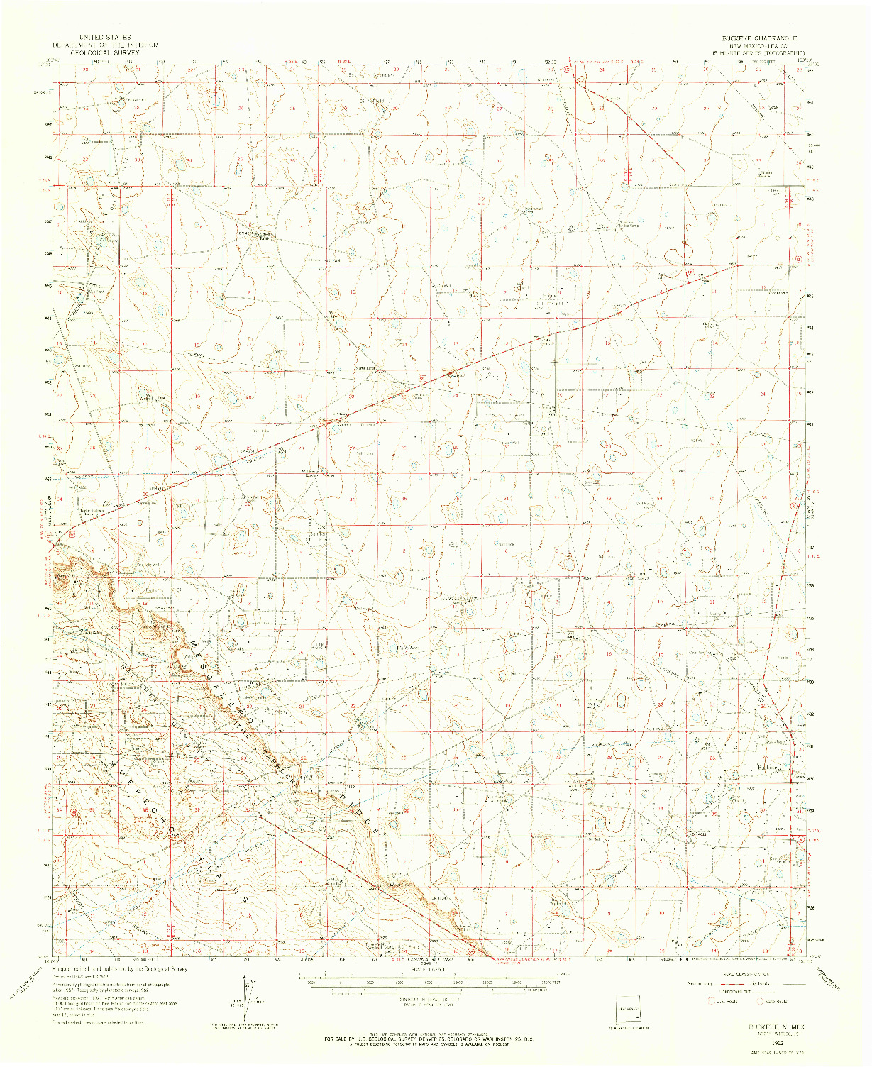 USGS 1:62500-SCALE QUADRANGLE FOR BUCKEYE, NM 1962